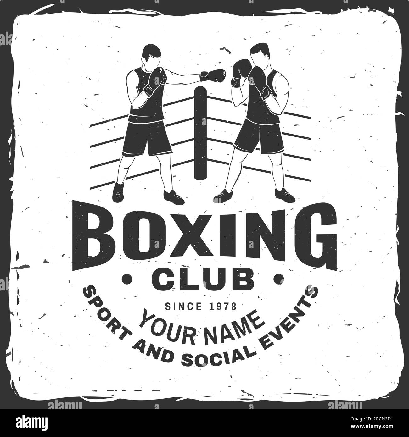 Écusson du club de boxe, logo. Illustration vectorielle. Pour emblème, enseigne, patch, chemise, modèle de club de sport de boxe. Étiquette monochrome vintage, autocollant Illustration de Vecteur