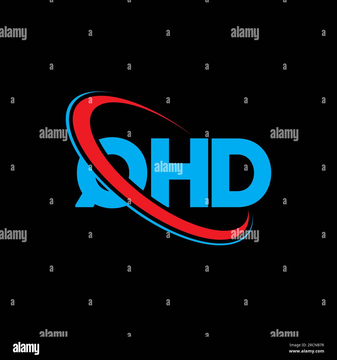 Logo QHD. Lettre QHD. Logo de lettre QHD. Initiales QHD logo lié avec cercle et logo monogramme majuscule. Typographie QHD pour la technologie, les entreprises Illustration de Vecteur