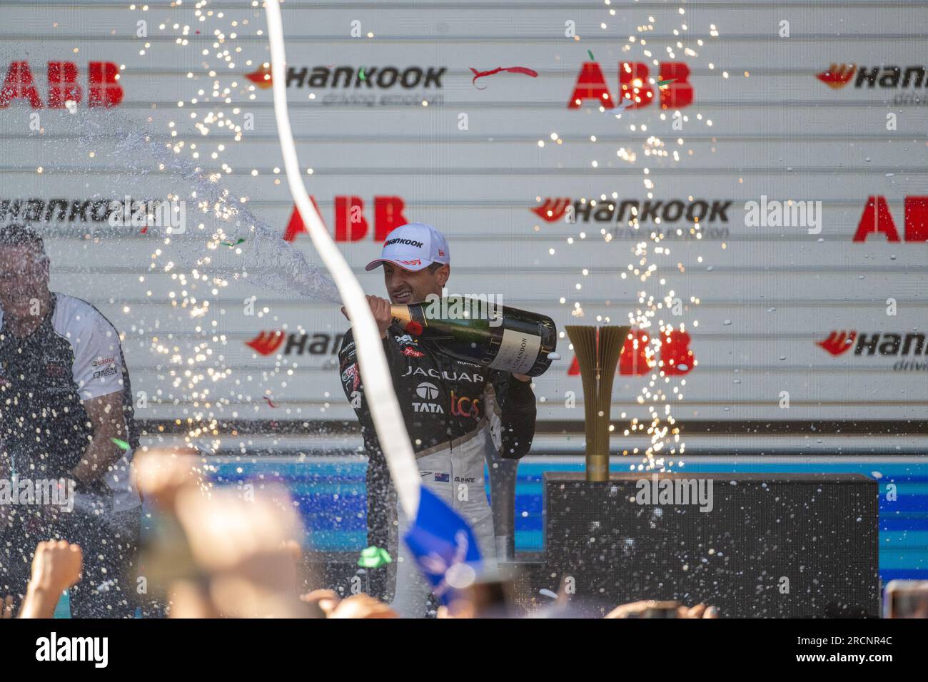 Mitch evans 1e podium de la course 1, première journée de compétition du FE Grand Prix de Rome 2023, Rome, Italie, 15/07/2023 Banque D'Images