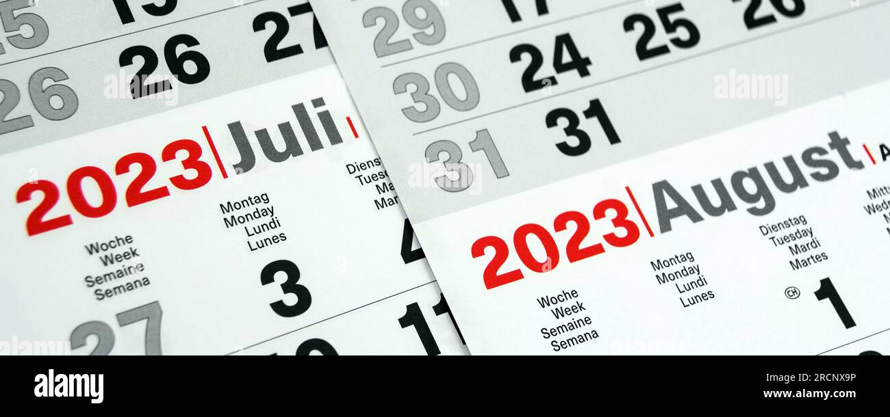 Deutscher Kalender Sommer Juli und août 2023 Banque D'Images