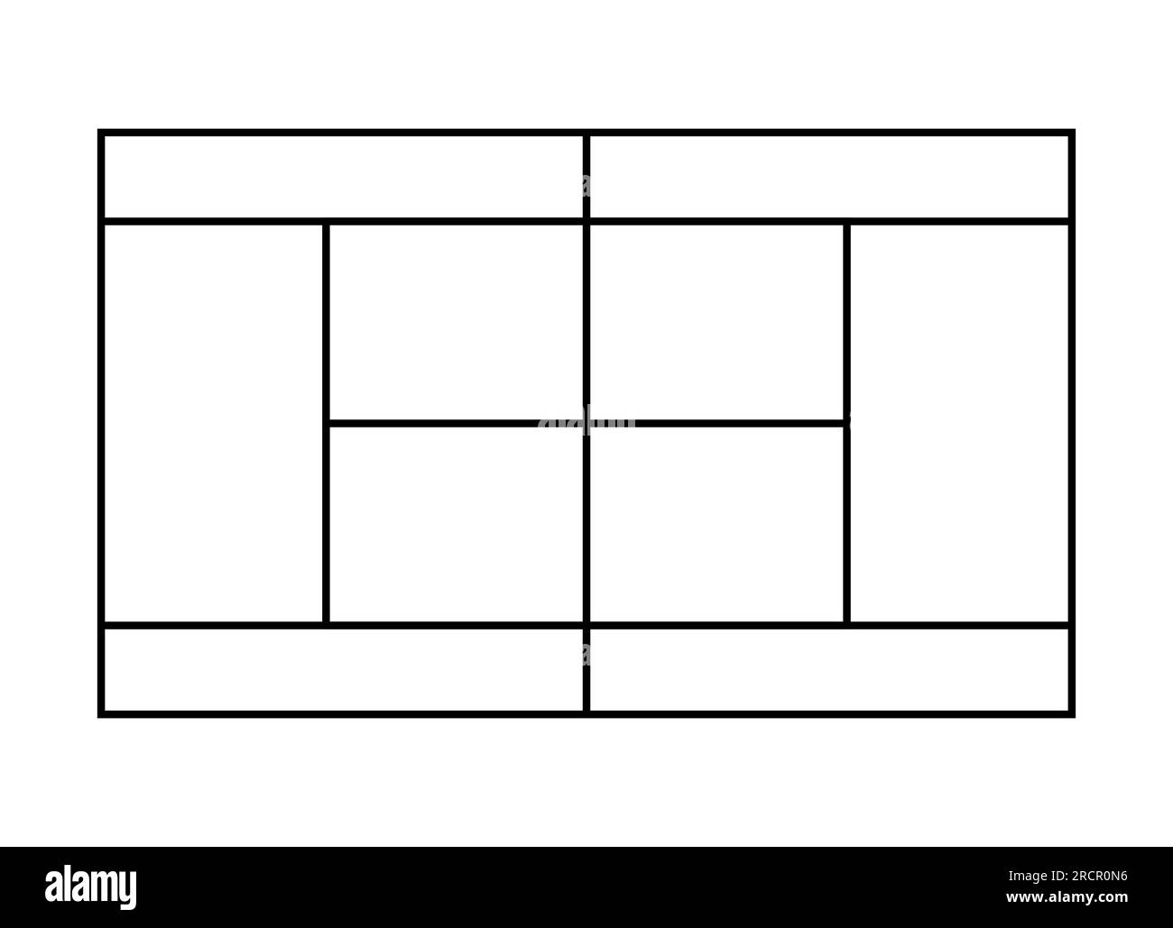 Schéma du court de tennis. Illustration de contour. Symbole de terrain de tennis. Illustration de Vecteur