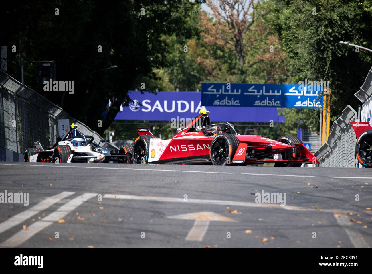 Rome, Italie juillet 16 2023 – Formula E Hankook Rome E-Prix, course 2, Norman NATO (17) (FRA) Nissan Formula E Team, deuxième position en fin de course, en action sur circuit. Crédit photo : Fabio Pagani/Alamy Live News Banque D'Images