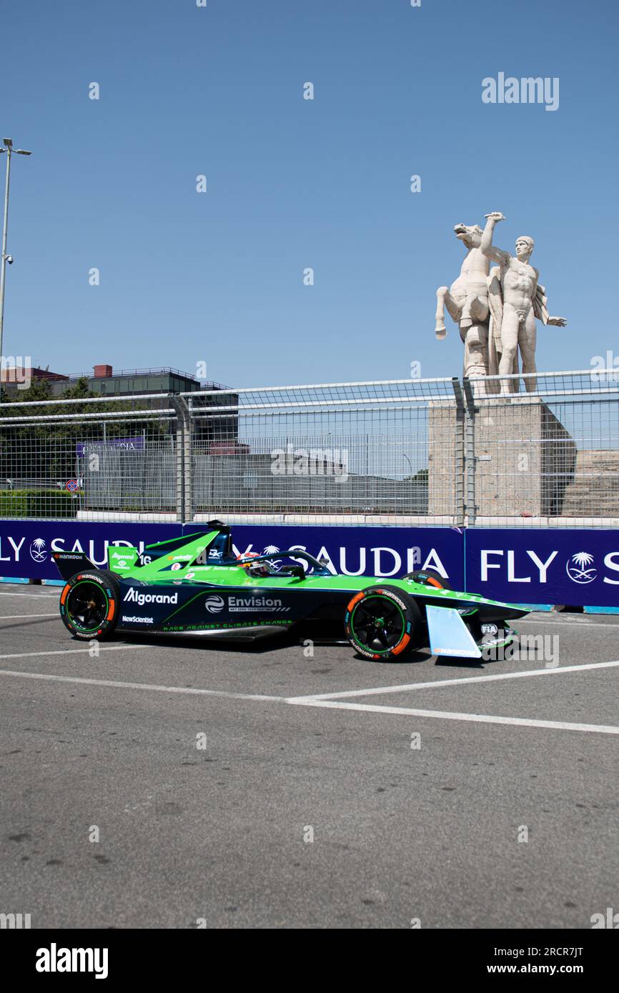 Rome, Italie 16 2023 juillet – Formule E Hankook Rome E-Prix, séance de qualification. ISebastien Buemi (16) (CHE) Envision Racing Team n action sur circuit. Crédit photo : Fabio Pagani/Alamy Live News Banque D'Images