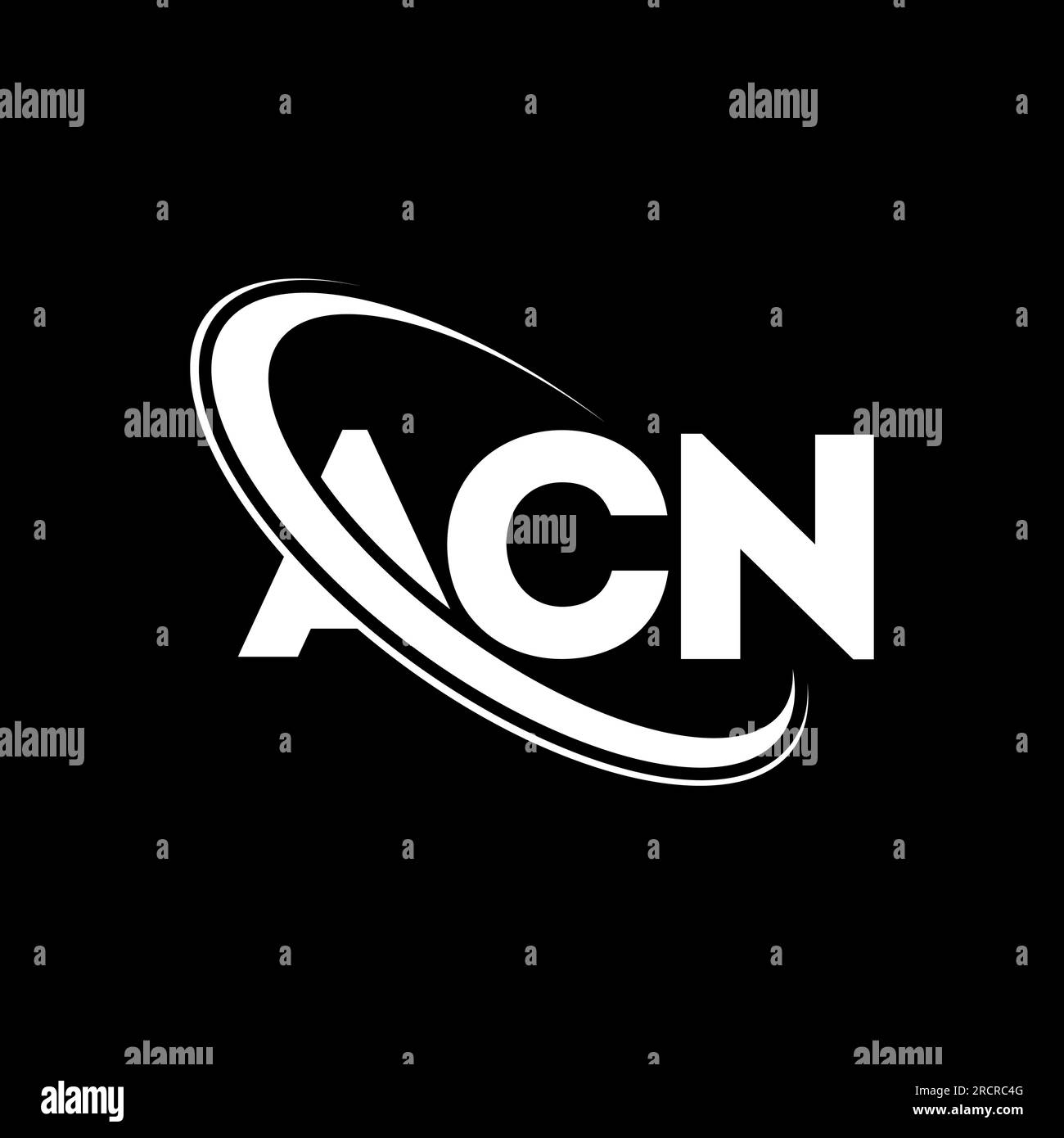Logo ACN. Lettre ACN. Logo de lettre ACN. Initiales logo ACN liées à un cercle et logo monogramme majuscule. Typographie ACN pour la technologie. Illustration de Vecteur