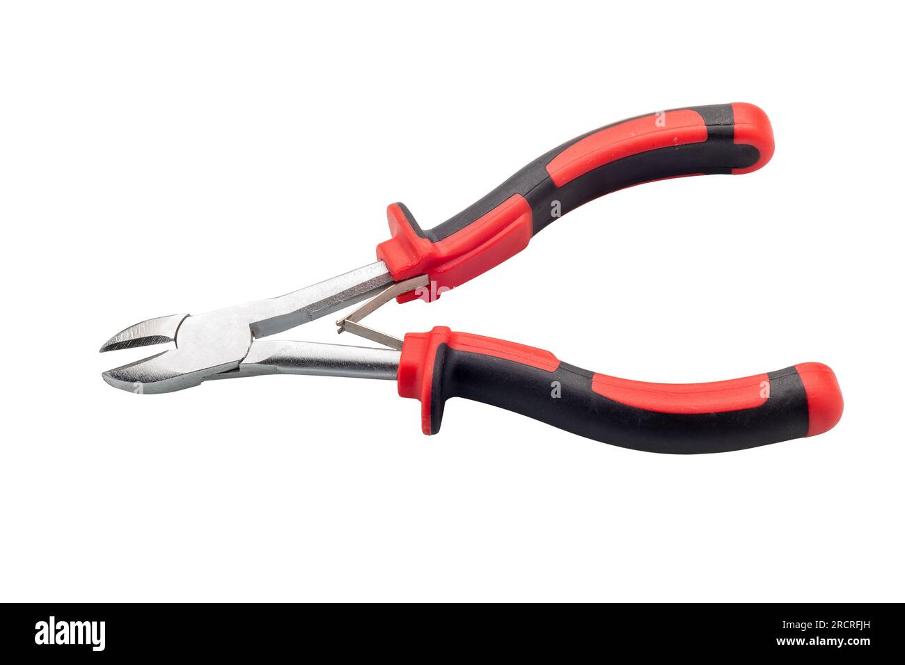 Pince coupe-fil avec poignées rouges et noires isolées sur blanc avec chemin de clipsage inclus Banque D'Images