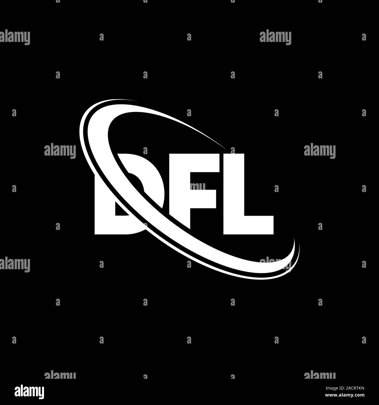 Logo DFL. Lettre DFL. Logo de la lettre DFL. Initiales DFL logo lié à un cercle et logo monogramme majuscule. Typographie DFL pour la technologie, les entreprises Illustration de Vecteur