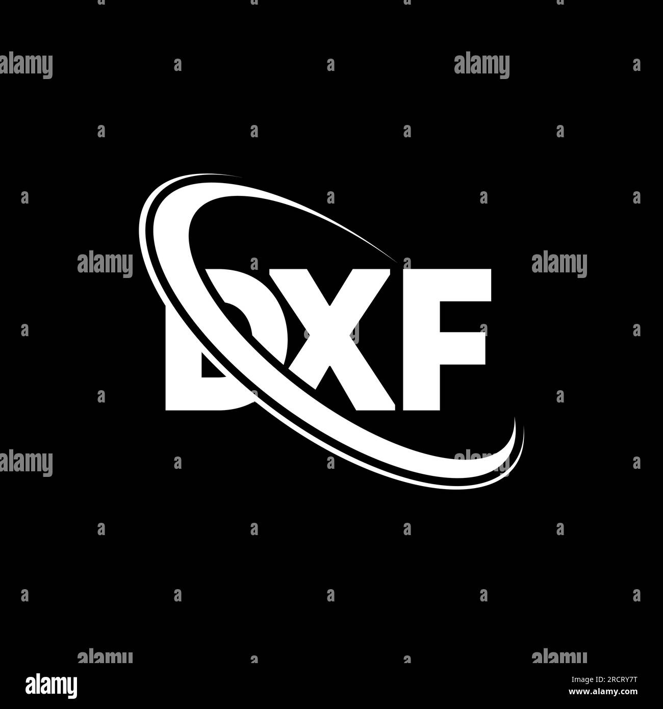 Logo DXF. Lettre DXF. Logo de lettre DXF. Initiales DXF logo lié avec cercle et logo monogramme majuscule. Typographie DXF pour la technologie, les entreprises Illustration de Vecteur