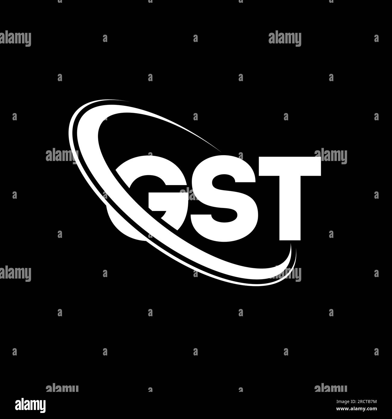 Logo GST. Lettre relative à la TPS. Logo de lettre GST. Initiales logo GST lié à un cercle et logo monogramme majuscule. Typographie GST pour la technologie, les entreprises Illustration de Vecteur