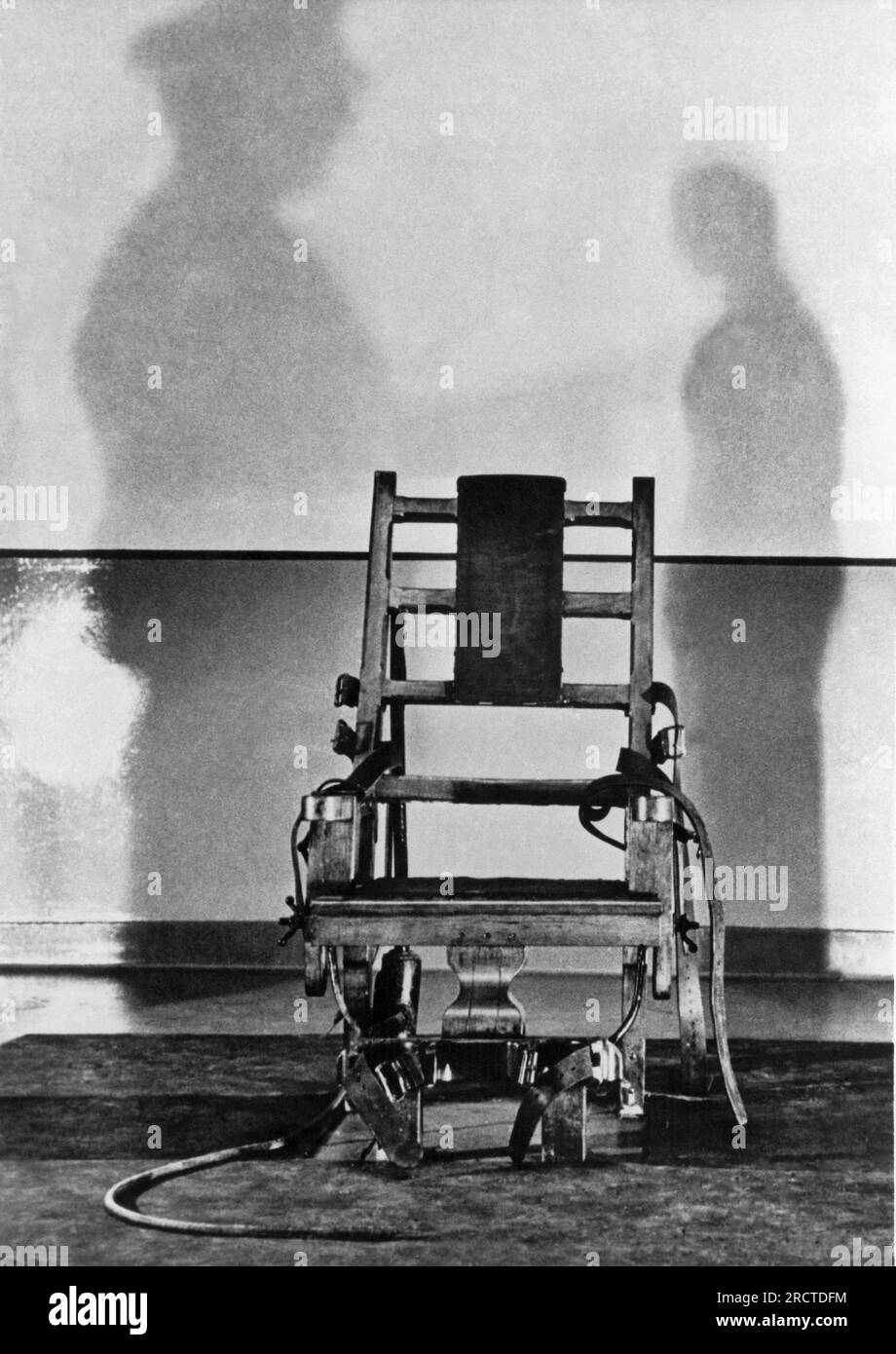 Ossining, New York : 19 juin 1953 Une vue de la chambre de la mort et de la chaise électrique à Sing Sing Prisonin qui a condamné les espions atomiques Julius et Ethel Rosenberg doivent être électrocutés à 8 heures le 19 juin. Banque D'Images