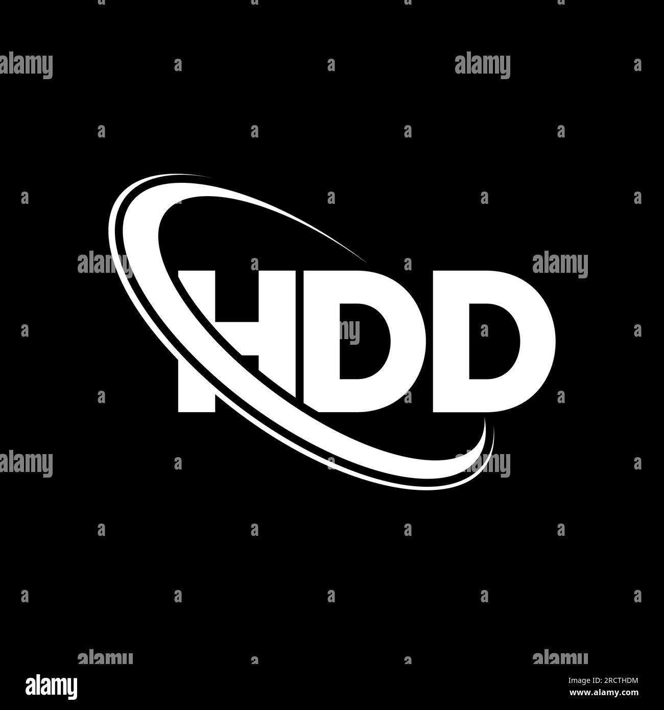 Logo HDD. Lettre du disque dur. Logo HDD lettre. Initiales du logo HDD liées à un cercle et au logo monogramme majuscule. Typographie HDD pour la technologie, les entreprises Illustration de Vecteur