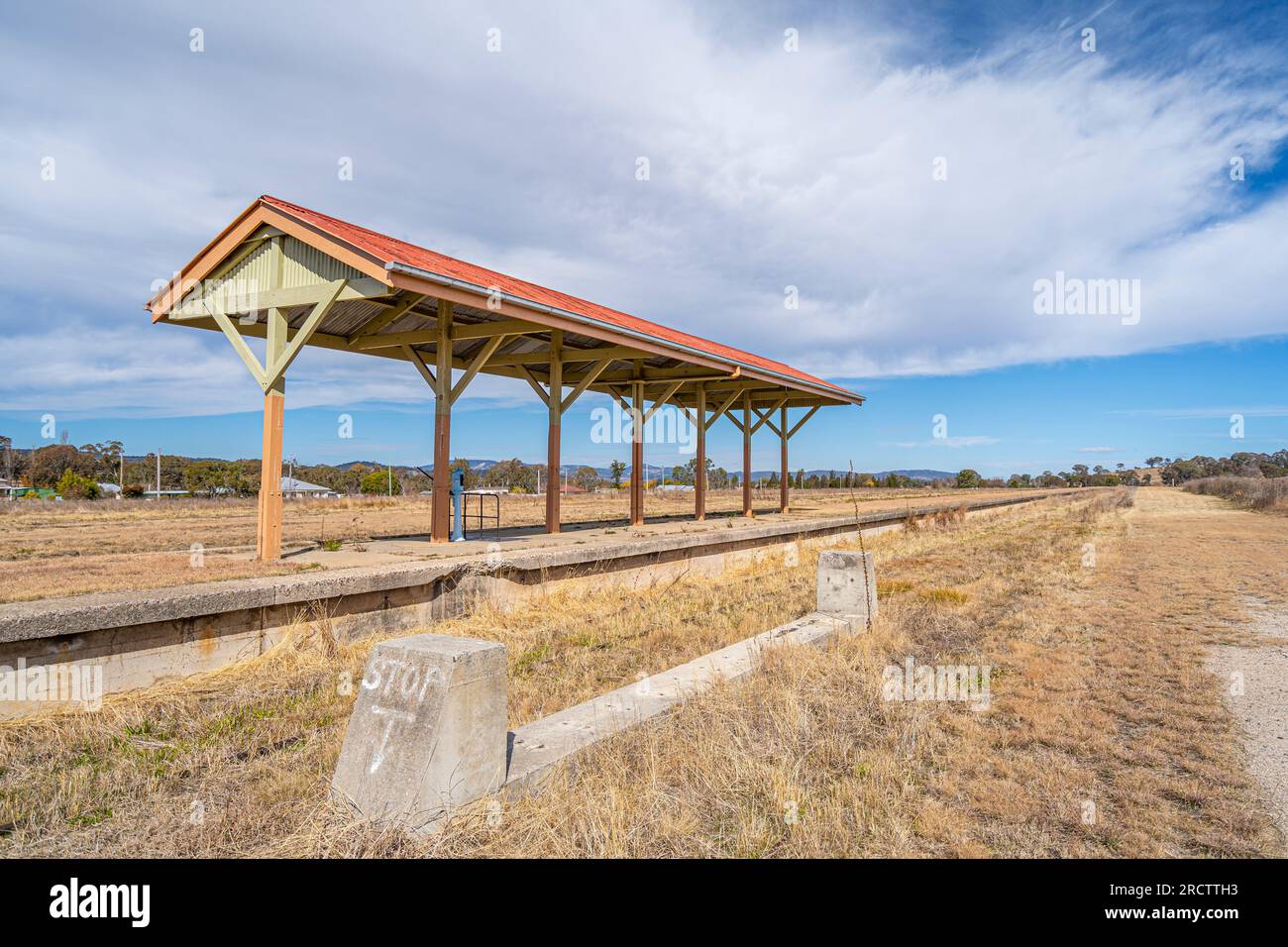 Ancienne plate-forme de la gare historique de Wallangarra Railway Station, Wallangarra, Queensland Nouvelle-Galles du Sud frontière, Queensland, Australie Banque D'Images