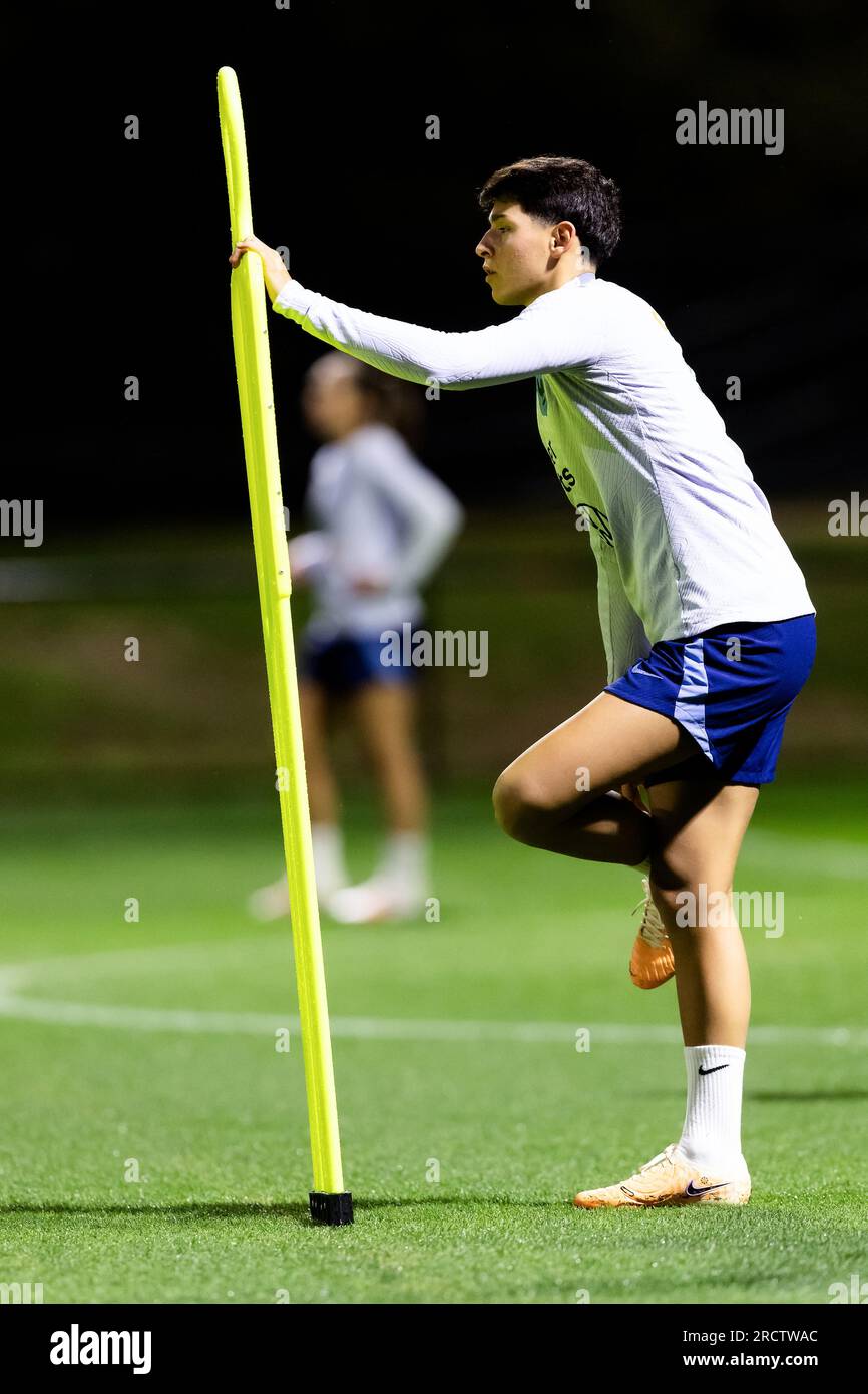 Sydney, Australie, 16 juillet 2023. Élisa de Almeida, de France, regarde lors d'une séance d'entraînement de France au Valentine Sports Park le 16 février 2023 à Sydney, en Australie. Crédit : Damian Briggs/Speed Media/Alamy Live News Banque D'Images Sydney, Australie, 16 juillet 2023. Élisa de Almeida, de France, regarde lors d'une séance d'entraînement de France au Valentine Sports Park le 16 février 2023 à Sydney, en Australie. Crédit : Damian Briggs/Speed Media/Alamy Live News Banque D'Images