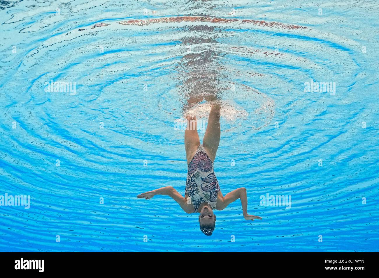 Audrey Lamothe, of Canada, competes in the women's solo free of artistic swimming at the World Swimming Championships in Fukuoka, Japan, Monday, July 17, 2023. (AP Photo/David J. Phillip) Banque D'Images