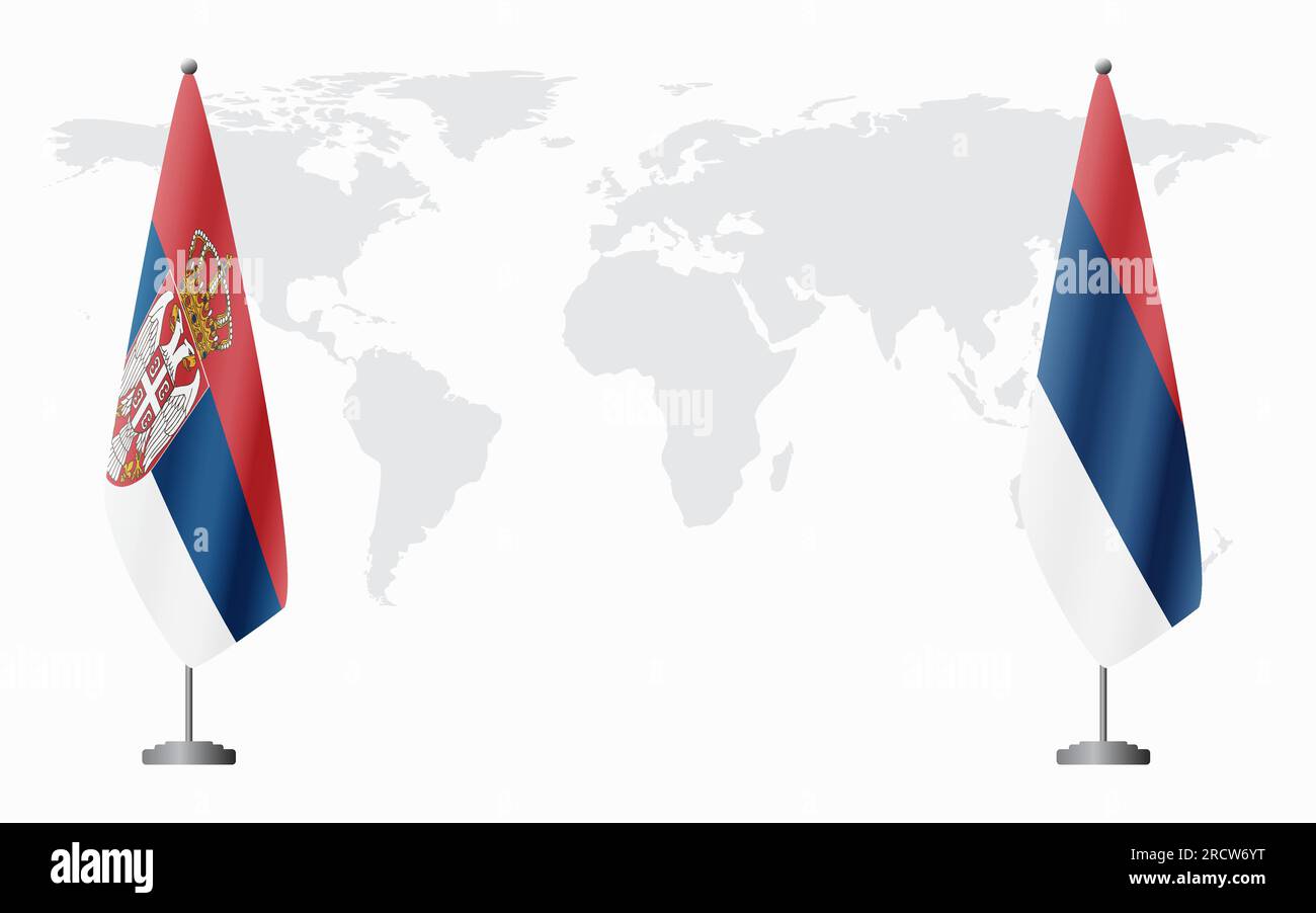 Serbie et Serbie civile drapeaux pour réunion officielle sur fond de carte du monde. Illustration de Vecteur