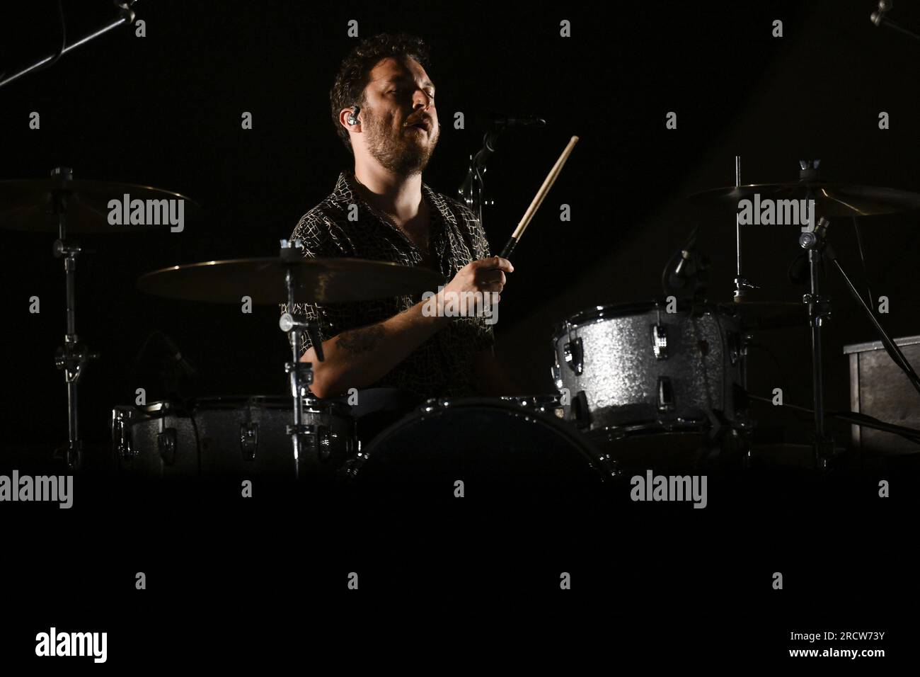Matt Helders d'Arctic Monkeys lors de la tournée européenne 2023 Rock in Roma 2023, à Ippodromo delle Capannelle, le 16 juillet 2023 Rome, Italie Banque D'Images