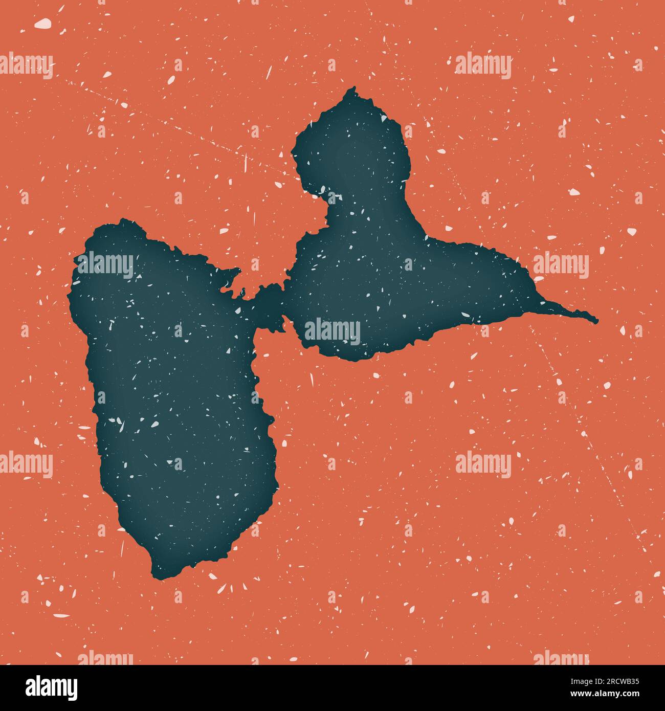Carte vintage de Basse-Terre Island. Carte grunge avec texture dégradée. Affiche de l'île de Basse-Terre. Illustration vectorielle. Illustration de Vecteur