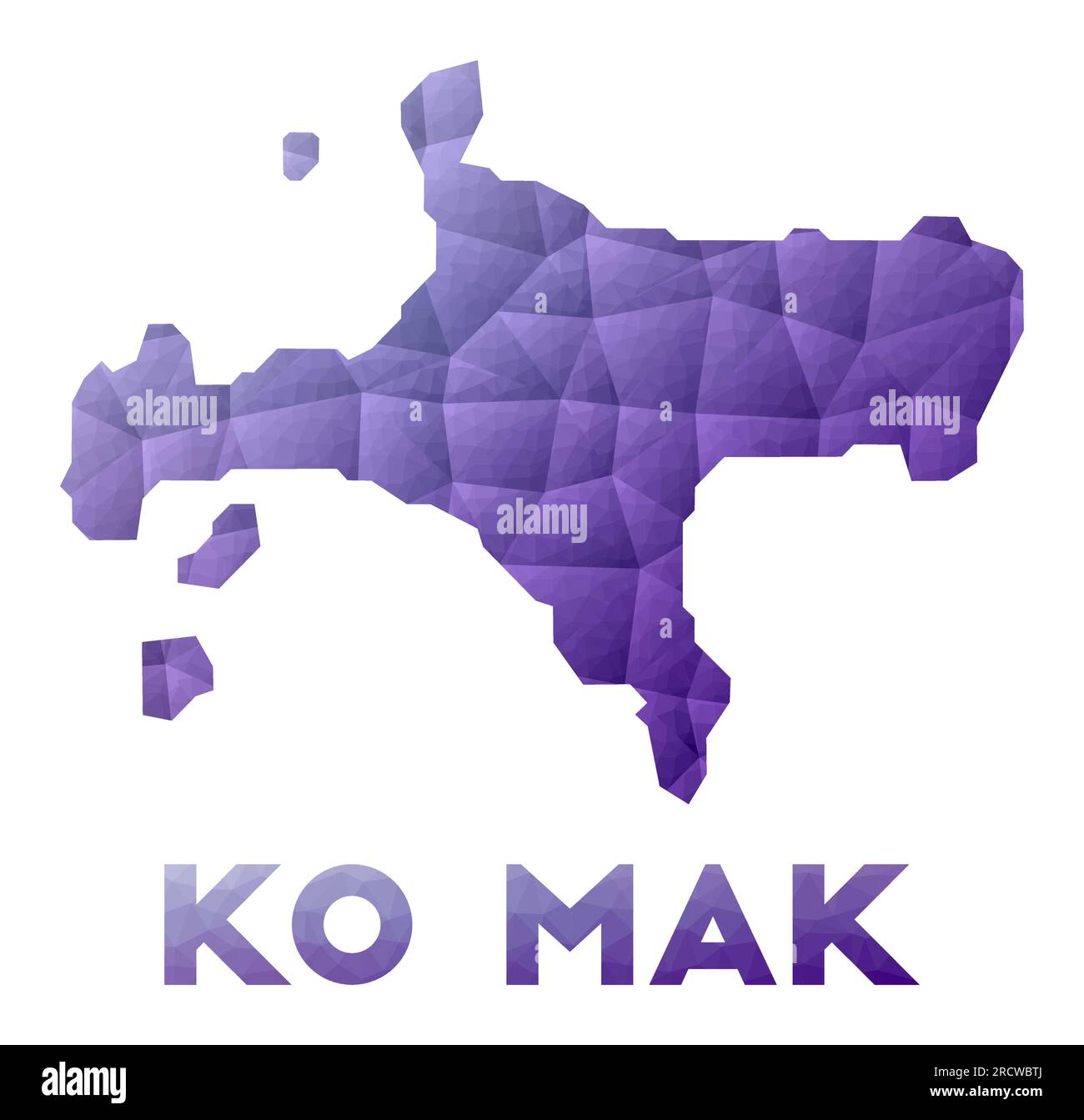 Plan de Ko Mak. Illustration basse poly de l'île. Motif géométrique violet. Illustration vectorielle polygonale. Illustration de Vecteur