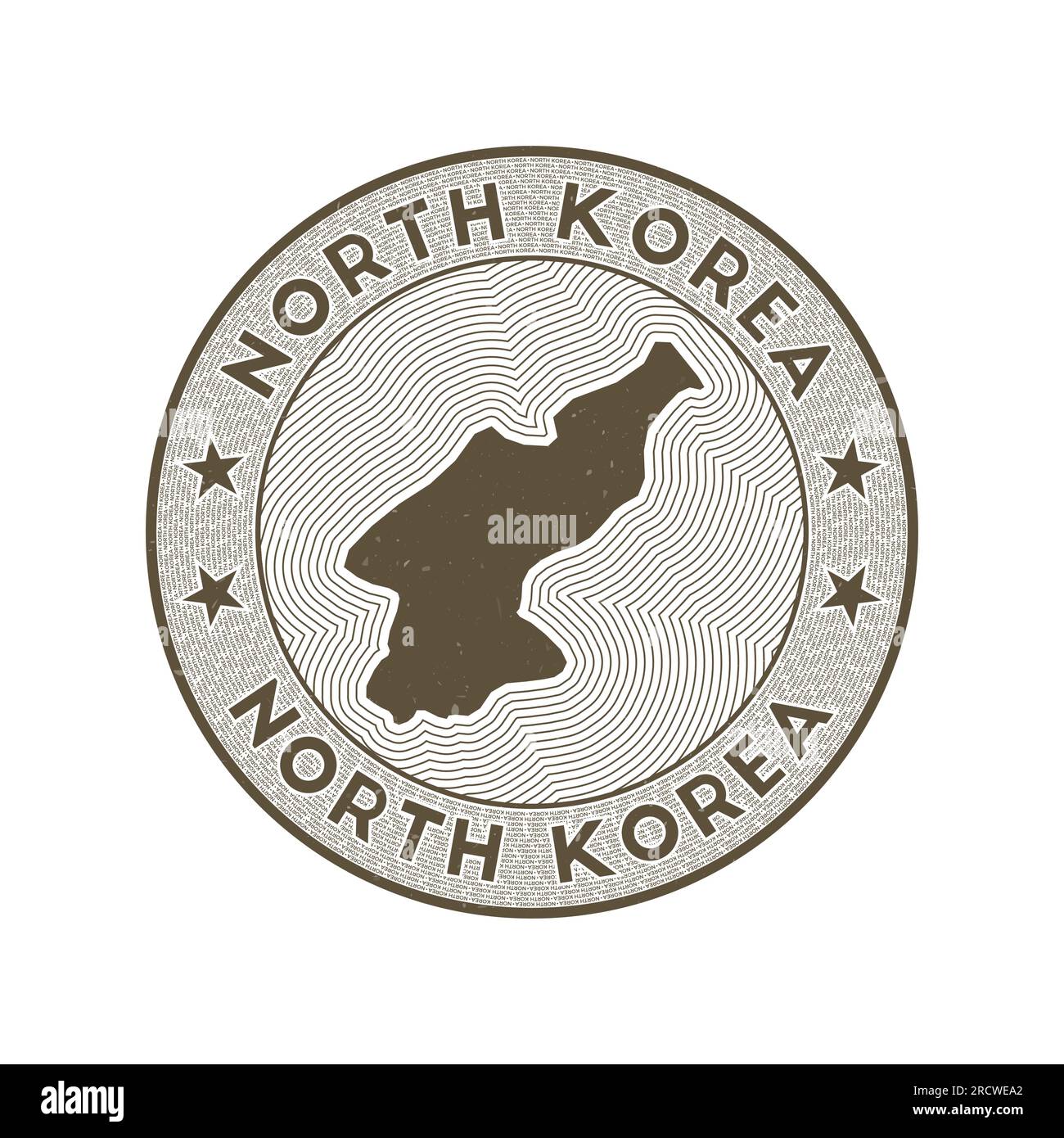 Vecteur de badge rond de Corée du Nord. Timbre rond de pays avec la forme de la Corée du Nord, les isolines et le nom circulaire du pays. Emblème artistique. Vecteur attrayant i Illustration de Vecteur