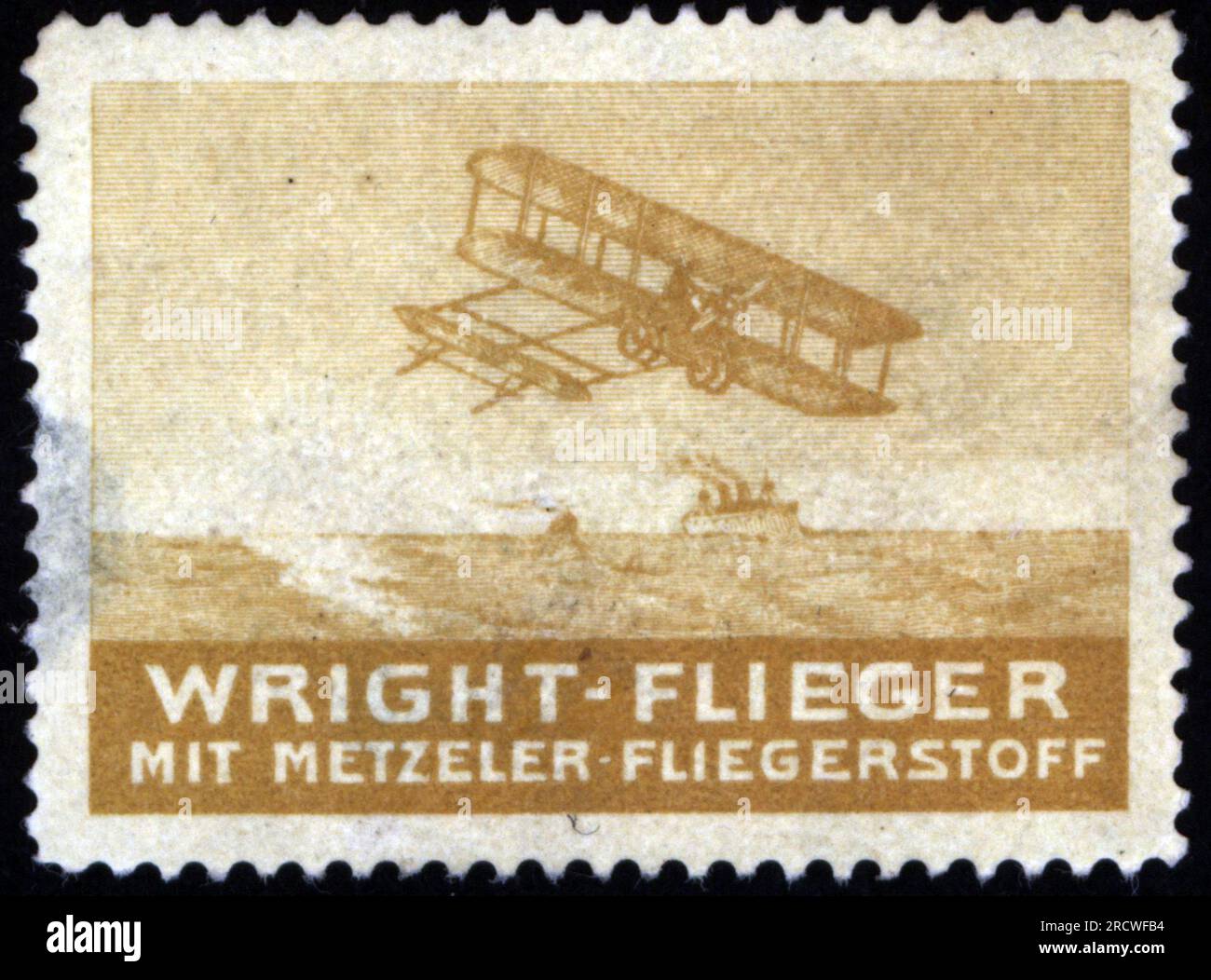 Publicité, transport / transport, avion Wright Flyer, avec tissus d'avion Metzeler, DROITS-SUPPLÉMENTAIRES-AUTORISATION-INFO-NON-DISPONIBLE Banque D'Images