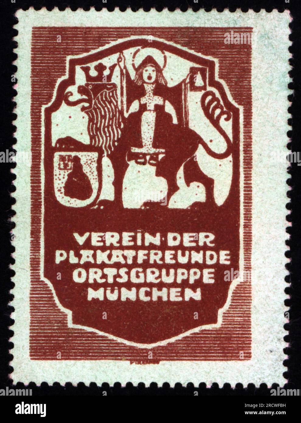 Publicité, clubs, Société des amis des affiches, chapitre de Munich, timbre-poste, vers 1910, INFORMATIONS-AUTORISATION-DROITS-SUPPLÉMENTAIRES-NON-DISPONIBLES Banque D'Images