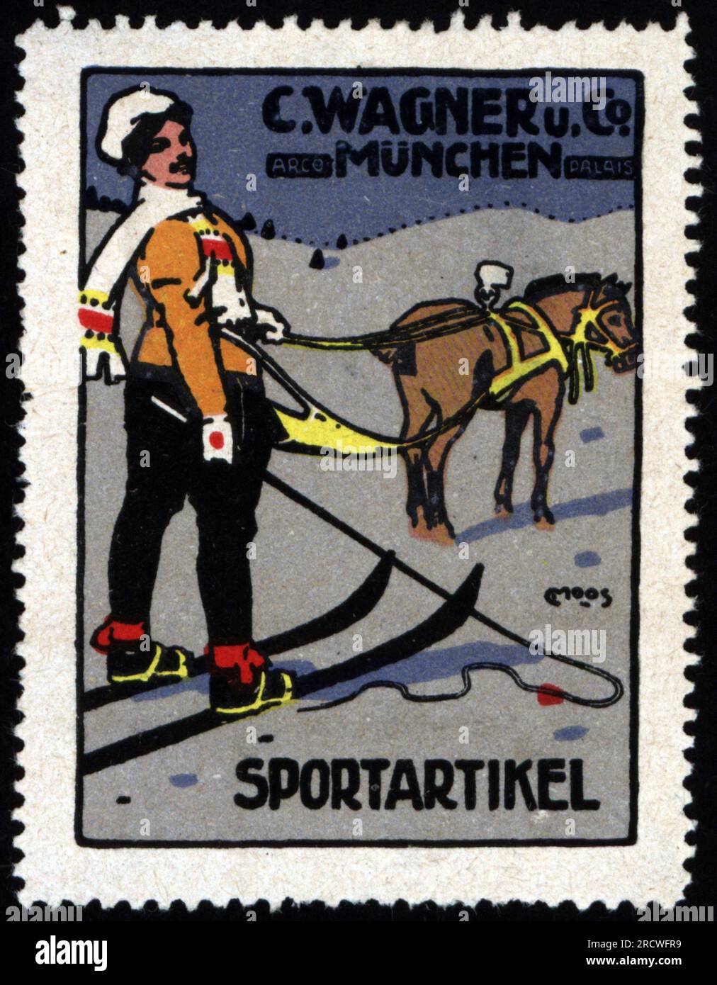 Publicité, mode, articles de sport, C. Wagner und Co., Munich, timbre-poste, vers 1910, INFORMATIONS-AUTORISATION-DROITS-SUPPLÉMENTAIRES-NON-DISPONIBLES Banque D'Images