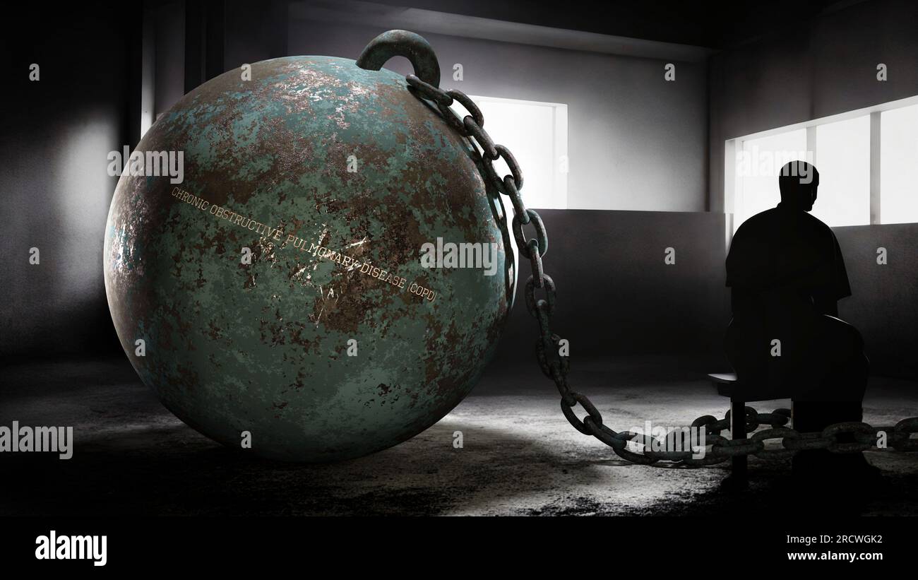 bronchopneumopathie chronique obstructive bpco et âme humaine souffrante intime, silencieuse et solitaire. Séparé du monde dans sa propre douleur.,3d illustr Banque D'Images