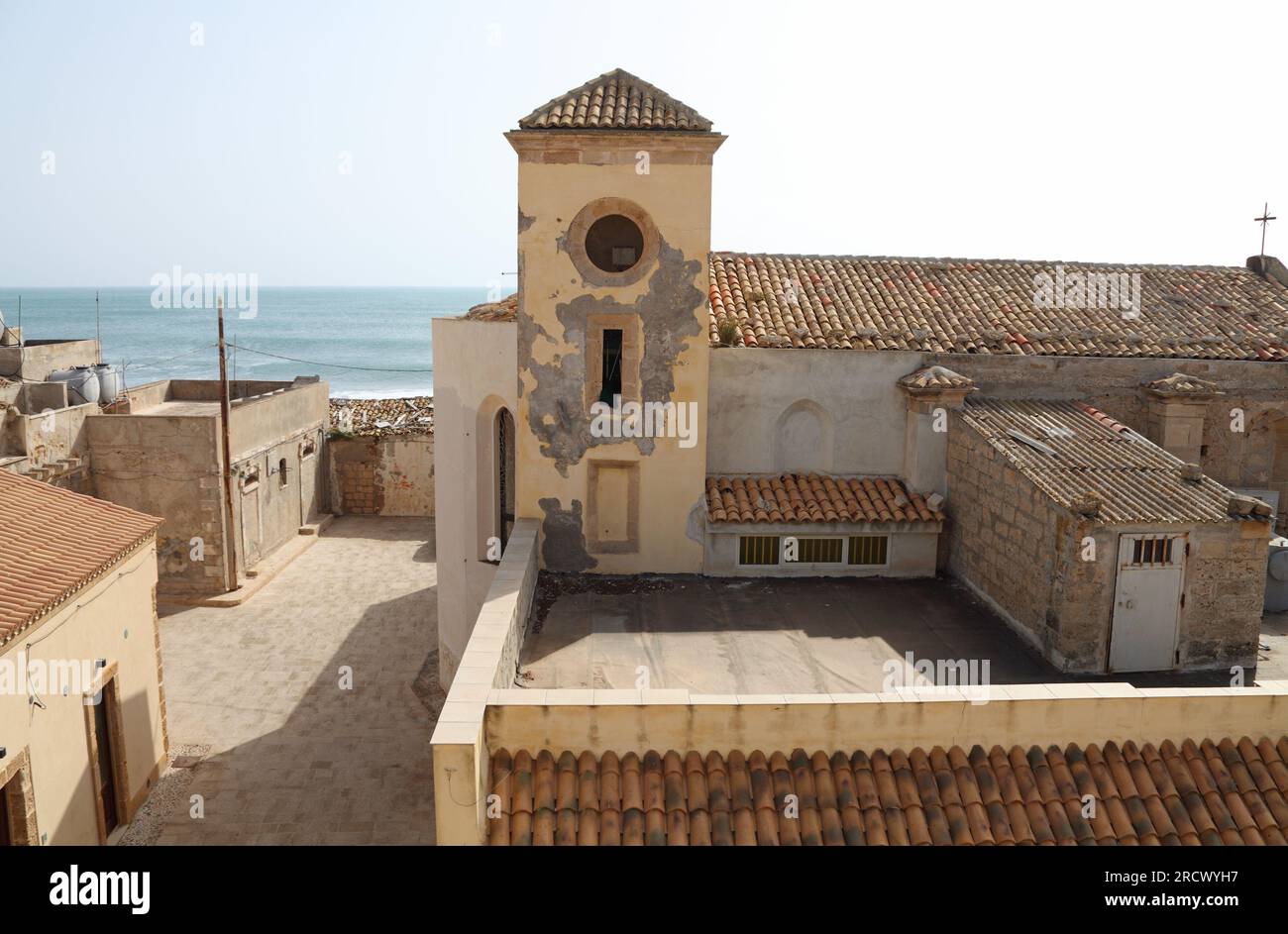 Village de pêcheurs de Marzamemi, Syracuse, sud-est de la Sicile, Italie Banque D'Images