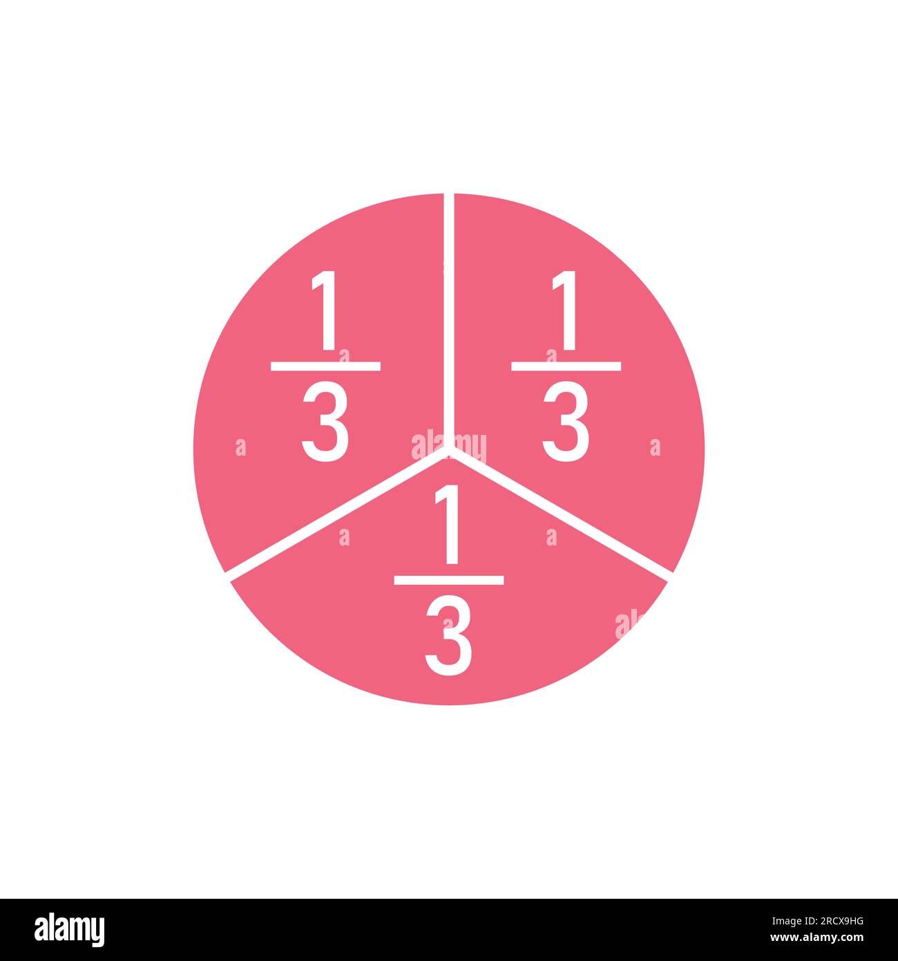 Cercle divisé en trois segments égaux. Une illustration vectorielle de cercle de troisième fraction isolée sur fond blanc. Illustration de Vecteur
