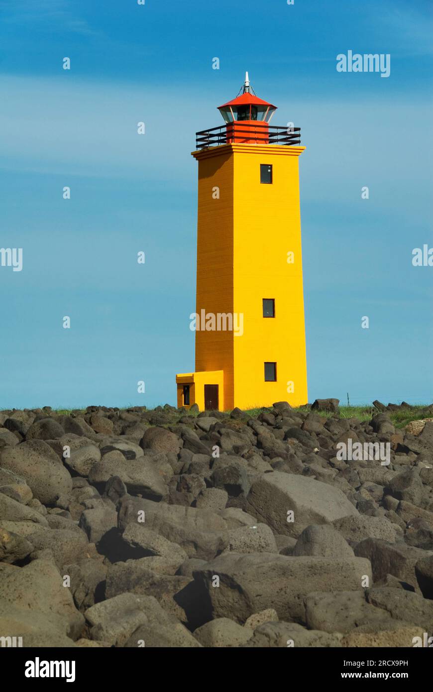 Phare de Stafnes, Islande, péninsule de Reykjanes Banque D'Images