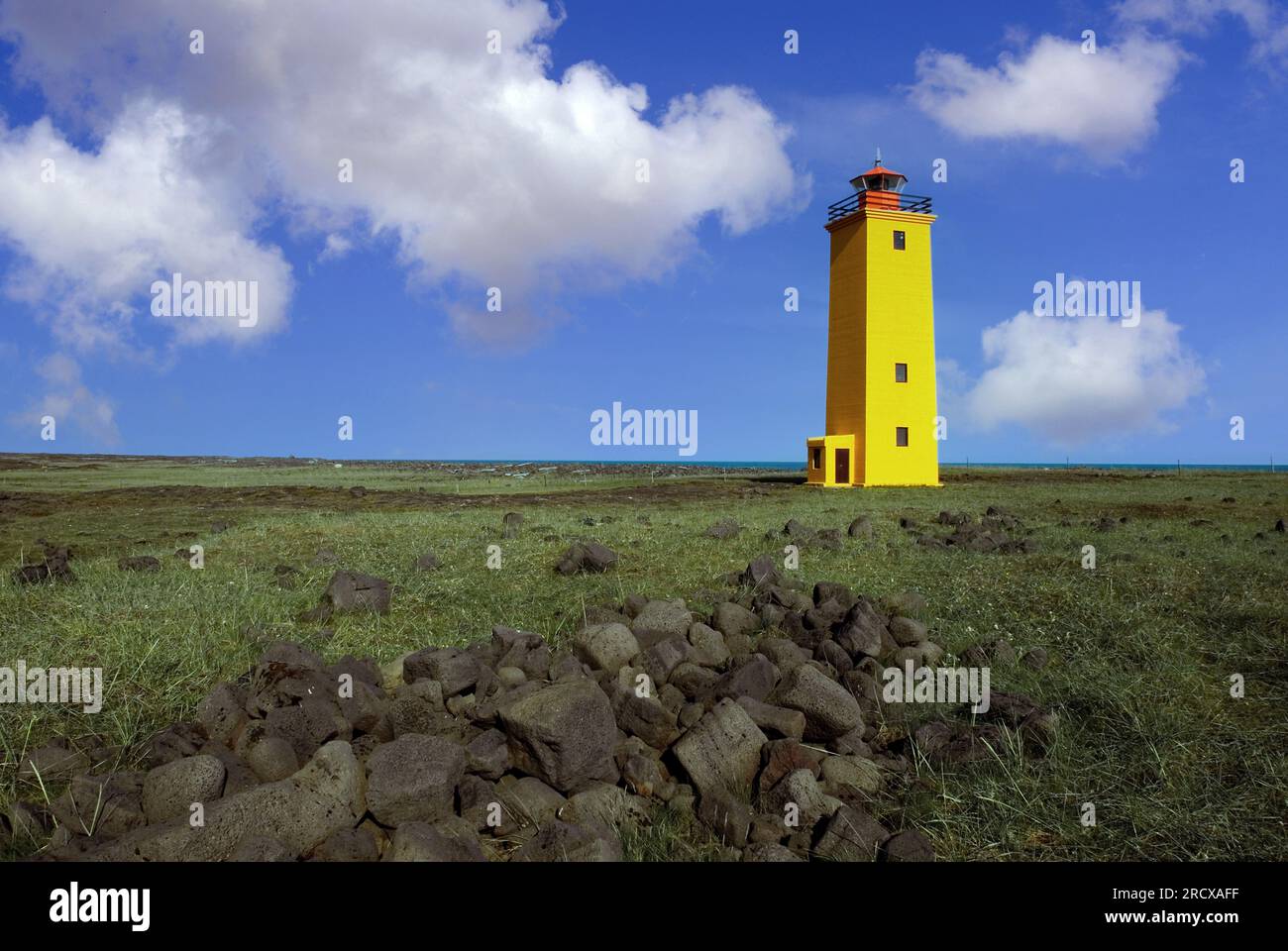 Phare de Stafnes, Islande, péninsule de Reykjanes Banque D'Images