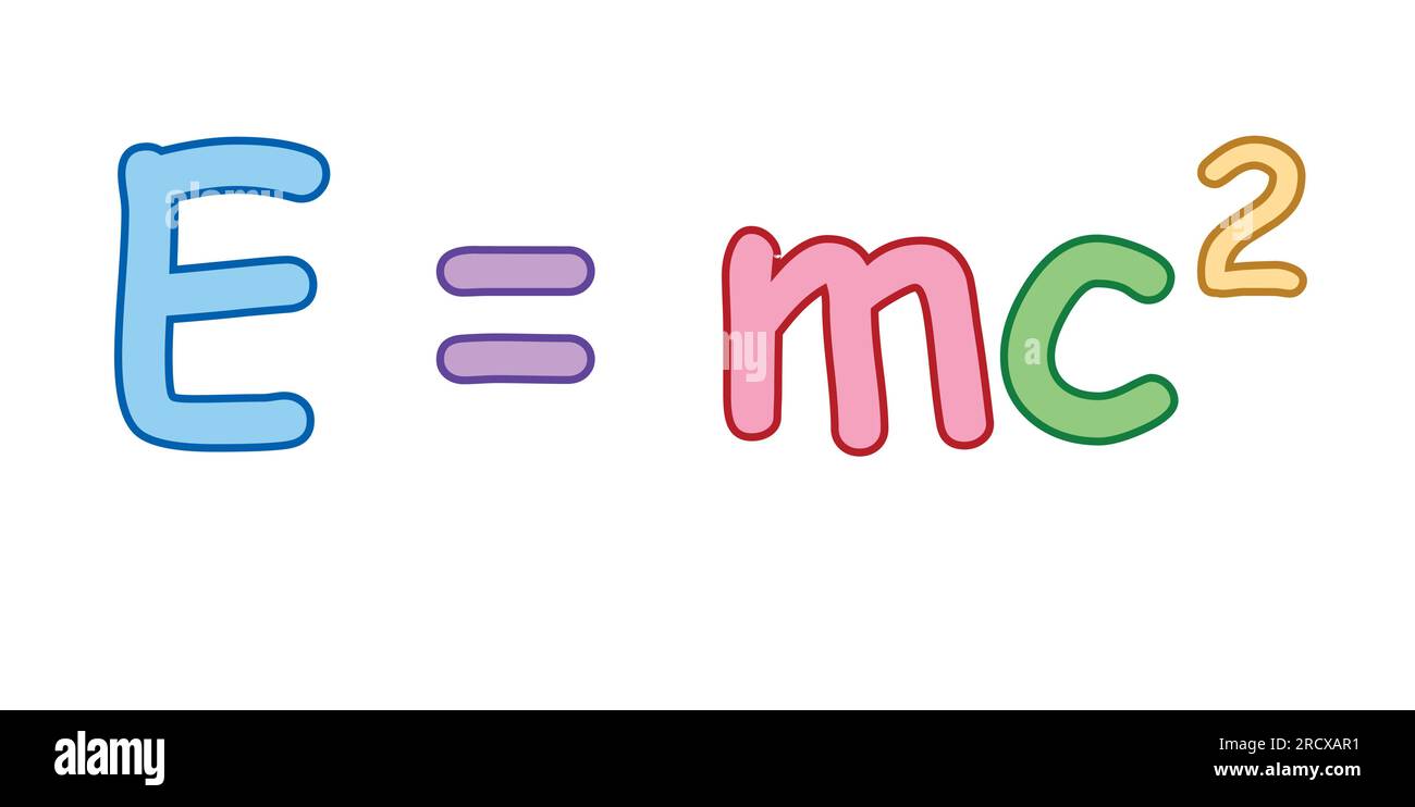 Formule d'Einstein. Équation énergie, masse et vitesse de la lumière. Formule CEM. Équation d'Einstein de masse et d'énergie. Ressources en physique pour les enseignants Illustration de Vecteur