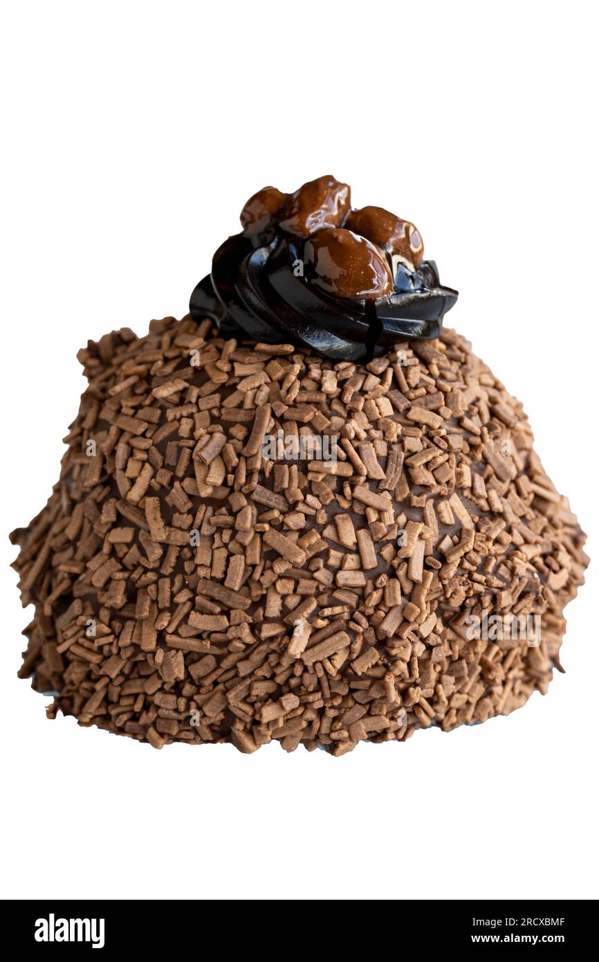 Gâteau au chocolat. Produits de boulangerie. Gâteau au chocolat à l'intérieur et à l'extérieur isolé sur fond blanc. gros plan Banque D'Images