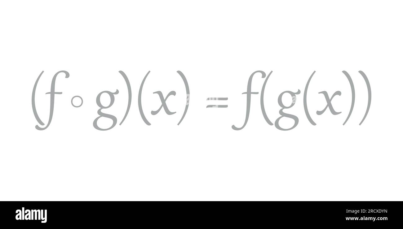 Composition de deux fonctions en mathématiques. Illustration vectorielle scientifique isolée sur fond blanc. Illustration de Vecteur