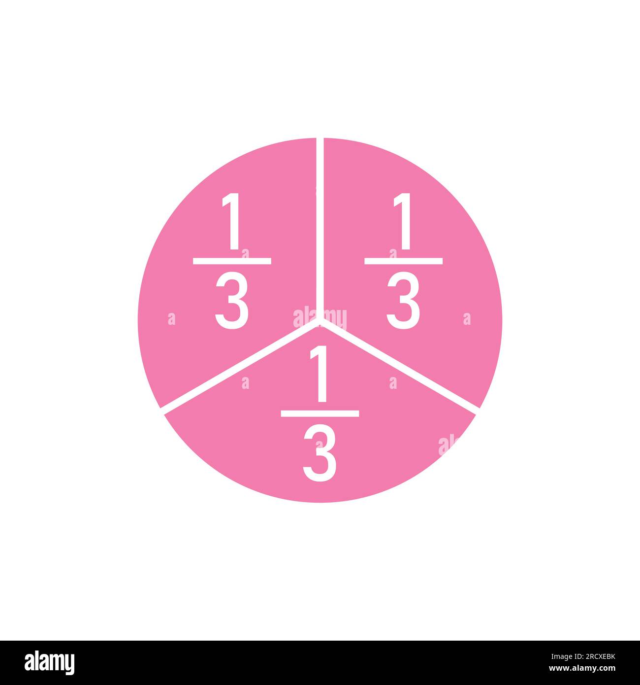 Cercle divisé en trois segments égaux. Une illustration vectorielle de cercle de troisième fraction isolée sur fond blanc. Illustration de Vecteur