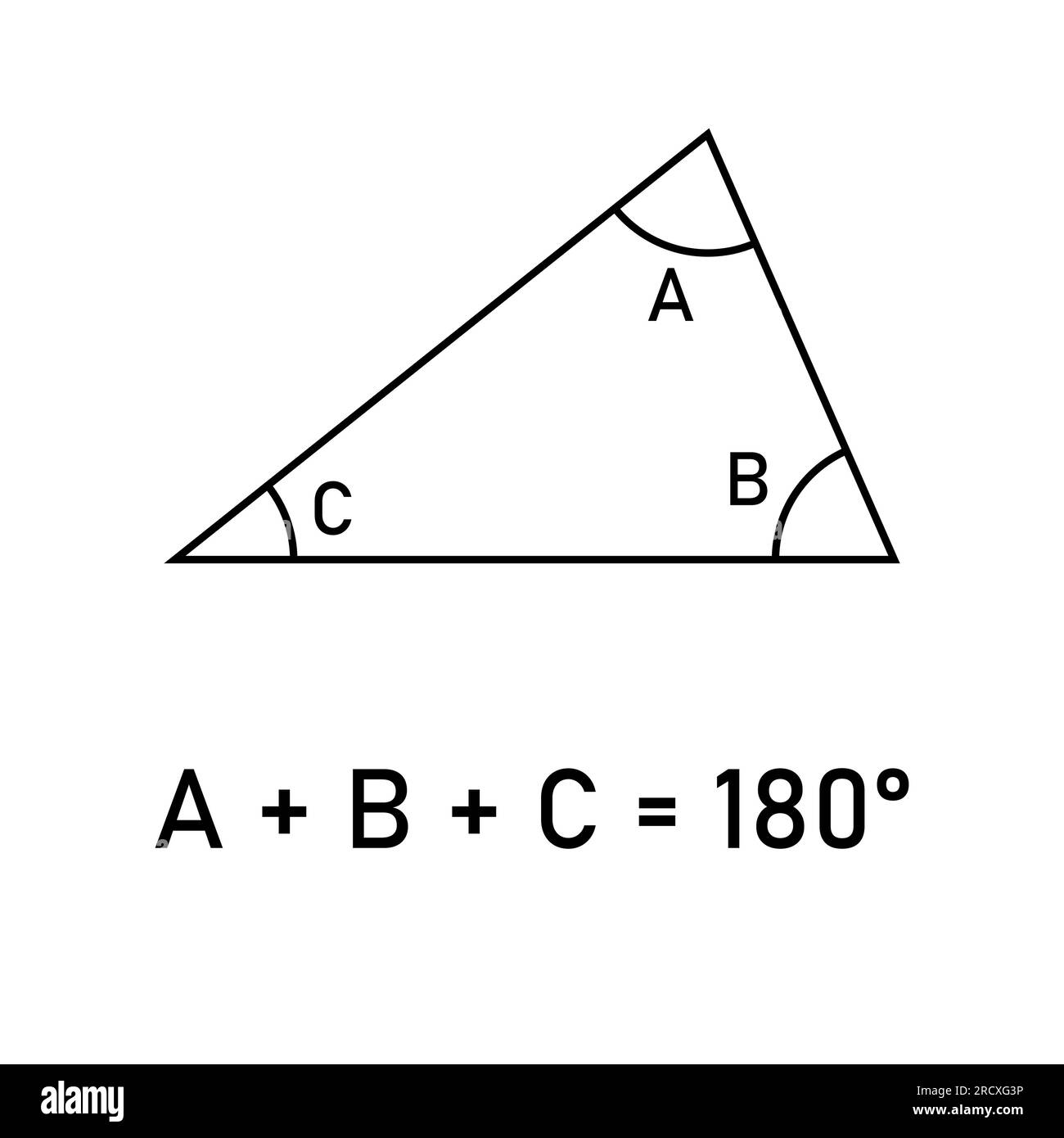 Les angles intérieurs dans un triangle sont égaux à l'angle droit de 180 degrés. Illustration de Vecteur