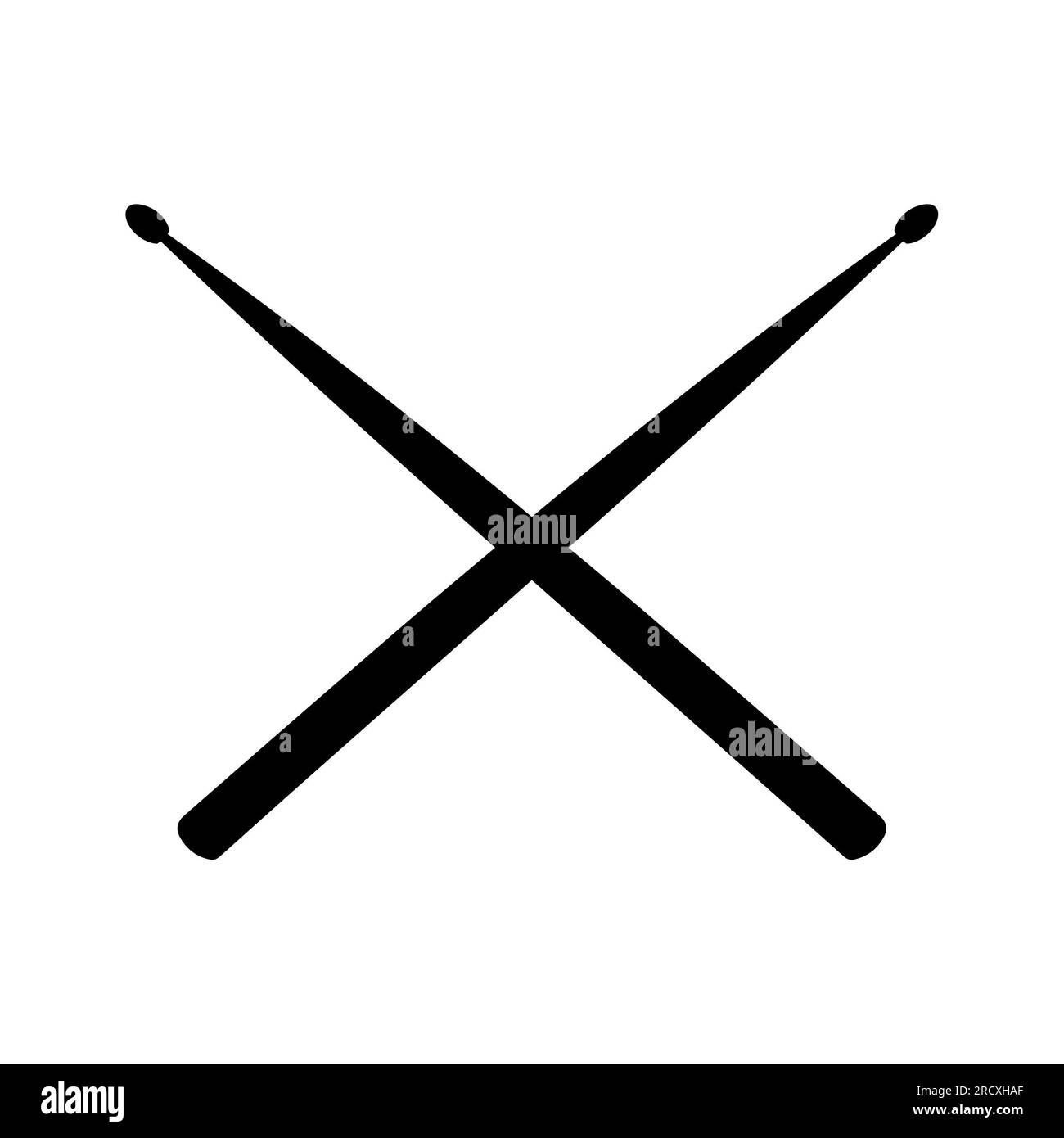 Pilons croisés, tambours sur fond blanc. Illustration isolée. Banque D'Images