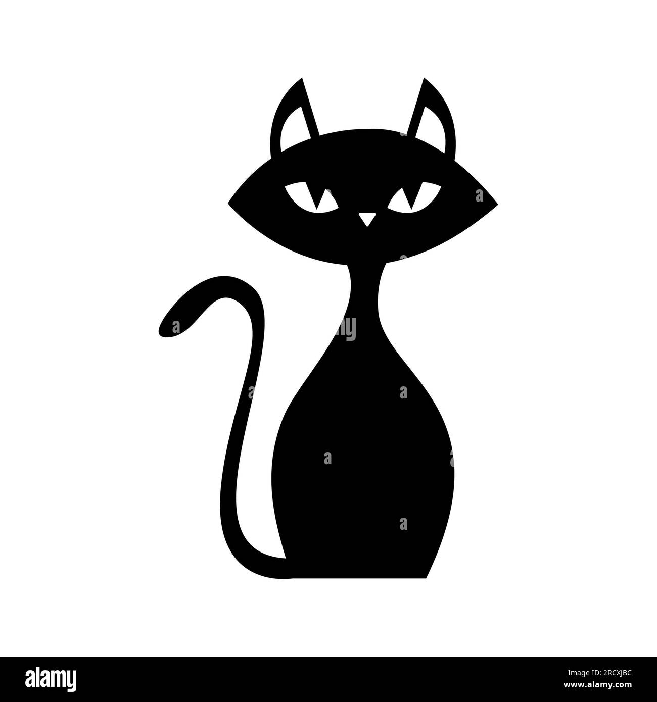 Chat noir sur fond blanc. Pictogramme illustration du jeu d