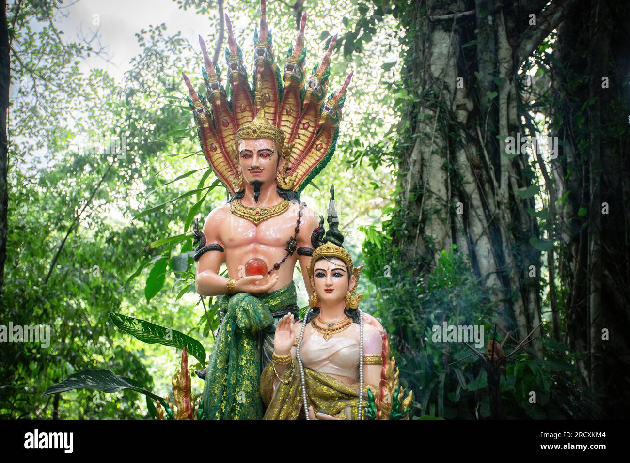 Serpent roi de Nagas en Thailand.Naga ou statue de serpent Banque D'Images