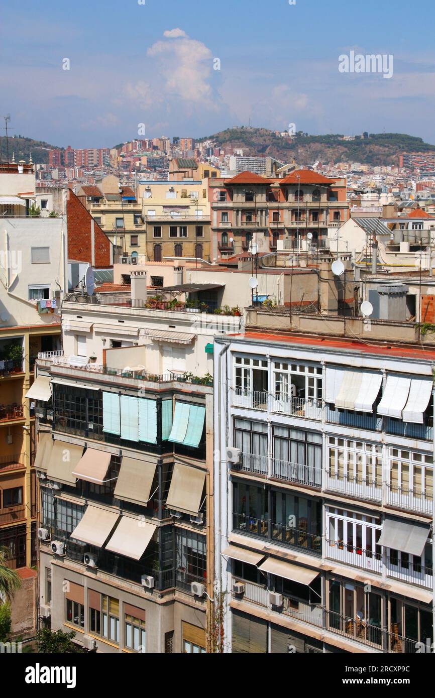 Vue sur la ville de Barcelone en Espagne. Quartier résidentiel. Banque D'Images