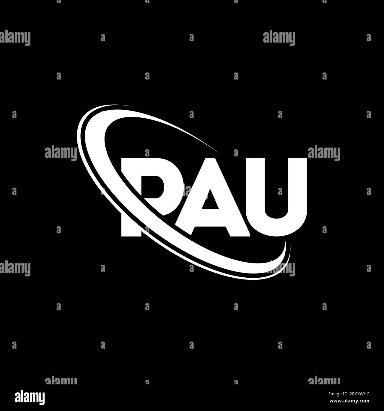 Logo PAU. Lettre DE PAU. Logo lettre PAU. Initiales PAU logo lié avec cercle et logo monogramme majuscule. PAU typographie pour la technologie, les entreprises Illustration de Vecteur