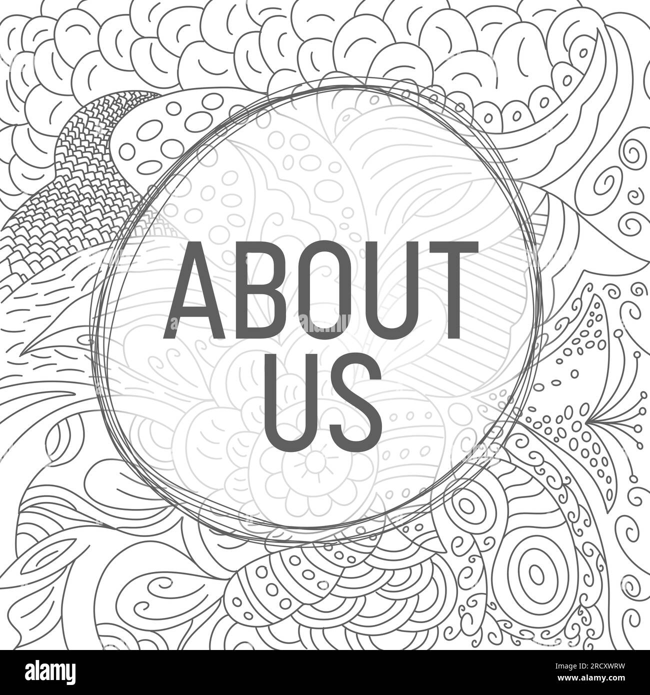 À propos de nous Doodle Element Background Black White Circular Text Banque D'Images À propos de nous Doodle Element Background Black White Circular Text Banque D'Images