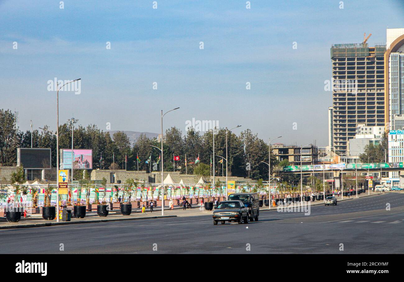 Une rue à Addis Abeba, 06 février 2022 Banque D'Images