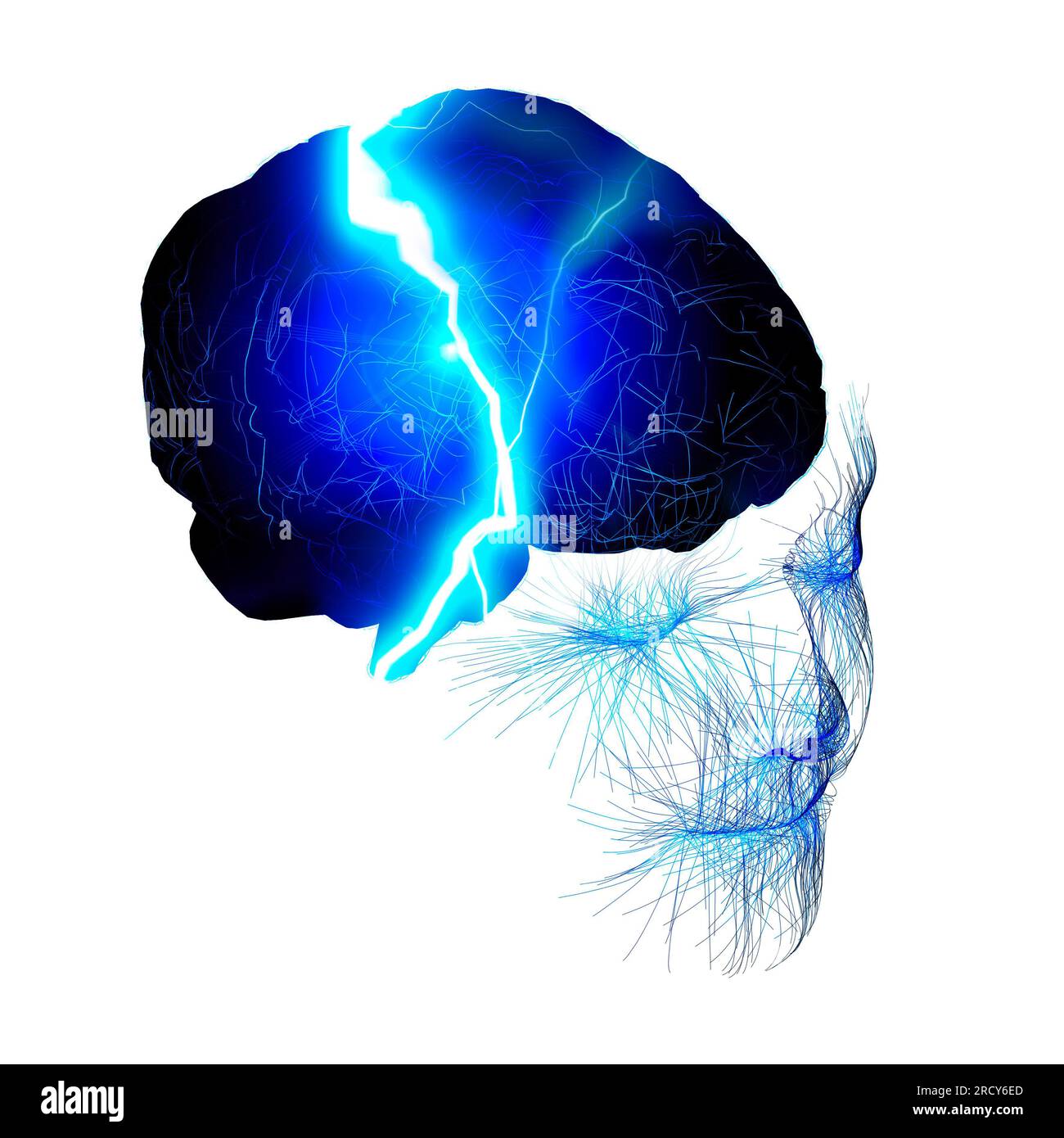 Connexions cérébrales. Neurones et synapses. Communication et stimulus cérébral. Circuit neuronal, maladies dégénératives, Parkinson, Alzheimer. 3d Banque D'Images