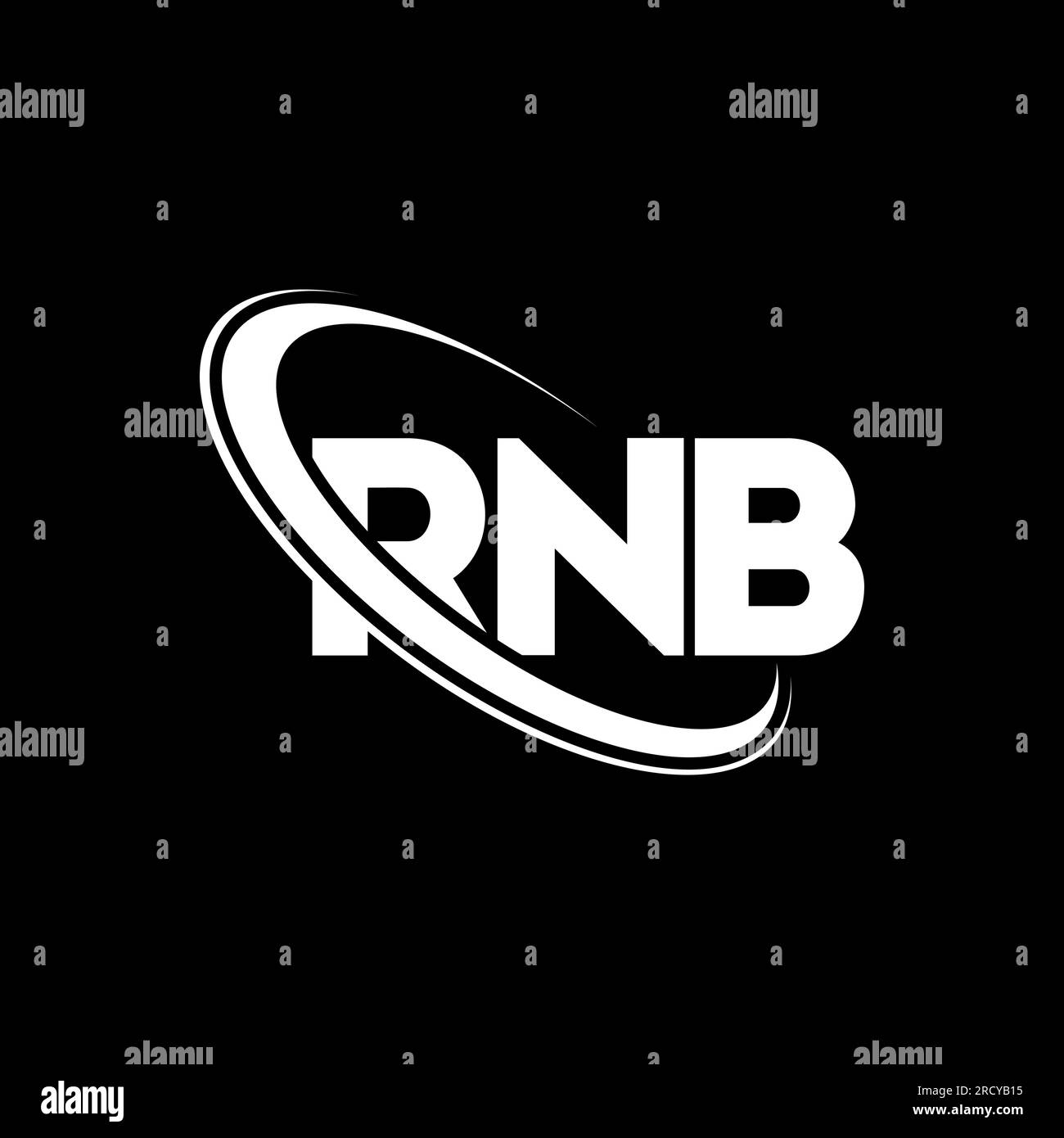 Logo RNB. Lettre RNB. Logo de la lettre RNB. Initiales RNB logo lié avec cercle et logo monogramme majuscule. Typographie RNB pour la technologie, les entreprises Illustration de Vecteur