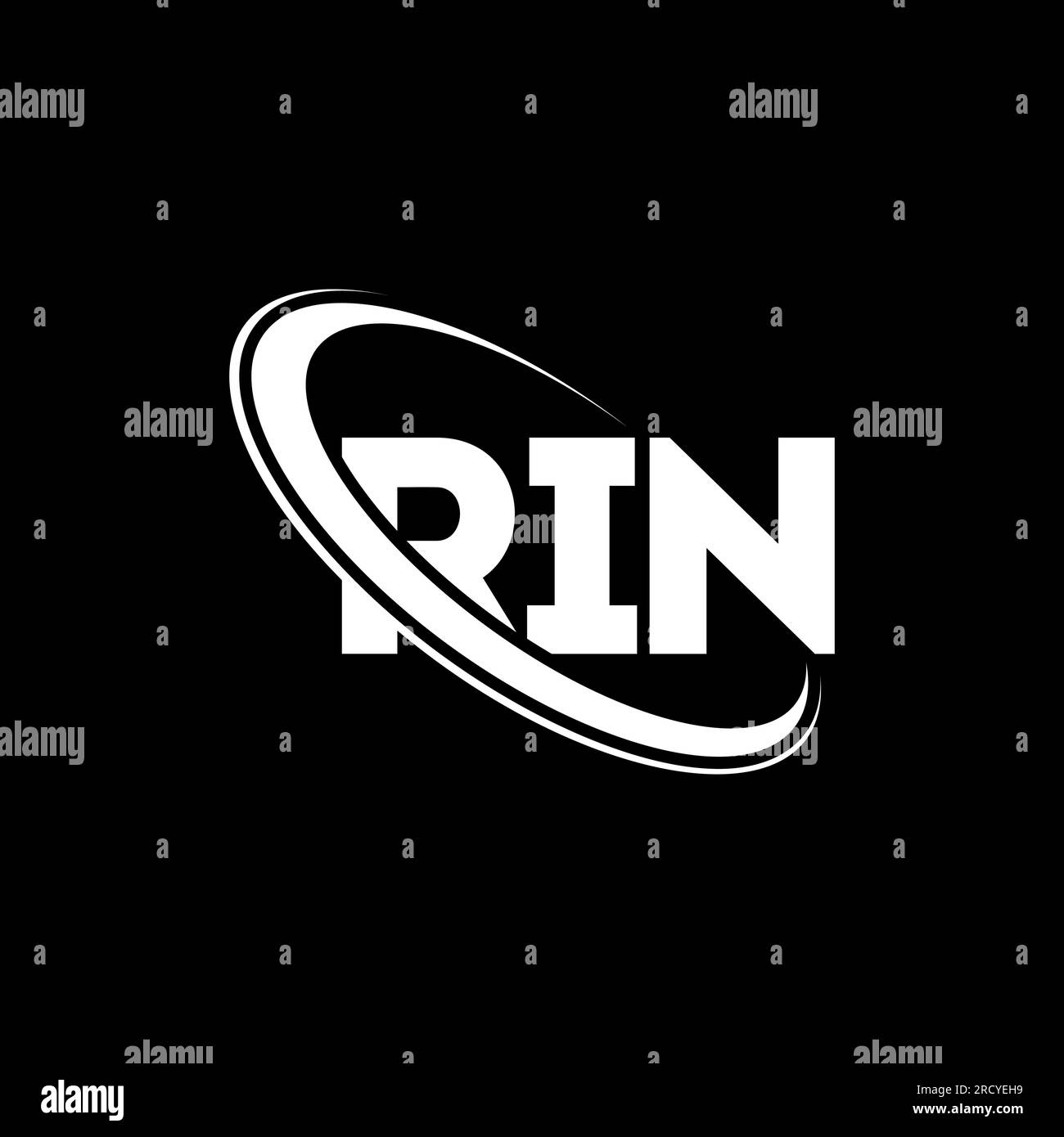 Logo RIN. Lettre RIN. Logo de la lettre RIN. Initiales RIN logo lié à un cercle et logo monogramme majuscule. Typographie RIN pour la technologie, les entreprises Illustration de Vecteur