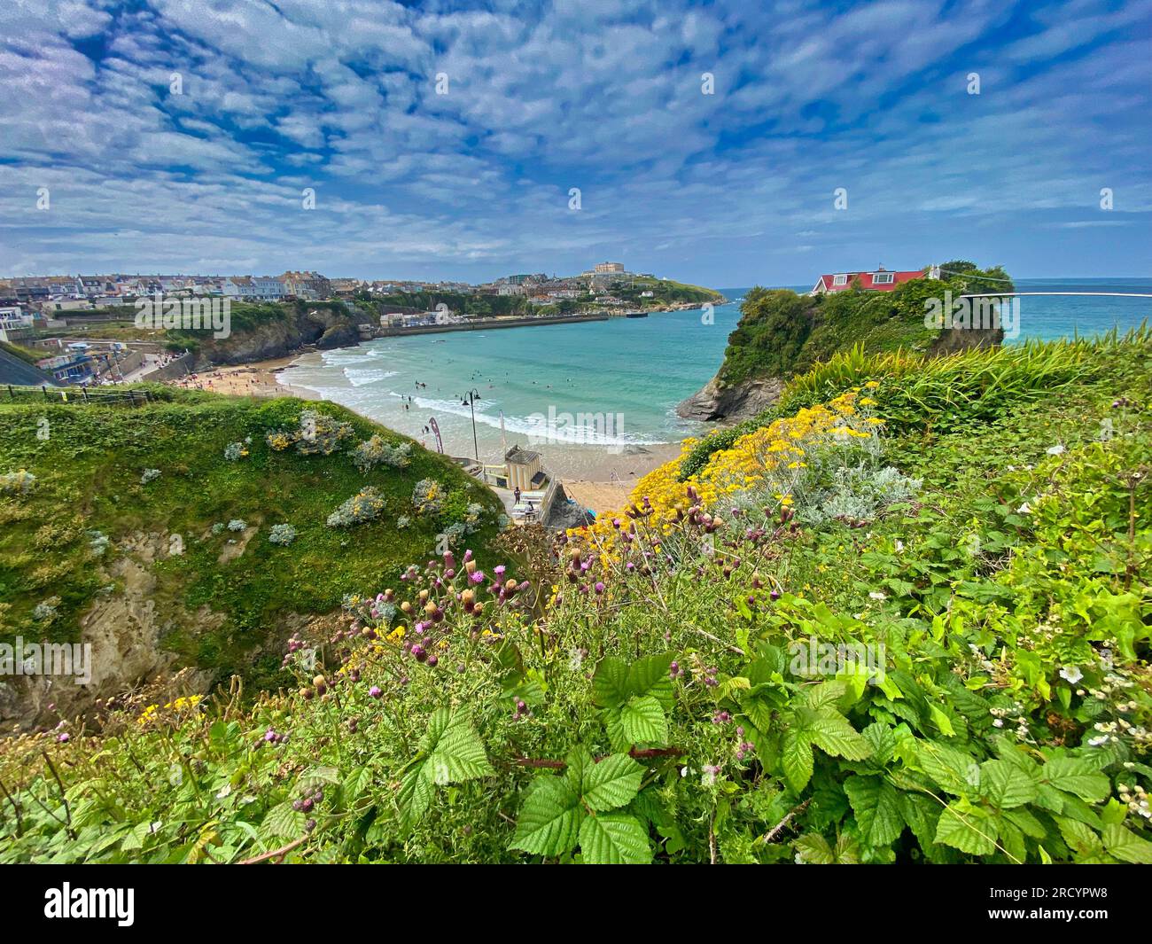 Plage et côte de Newquay en Cornouailles Banque D'Images
