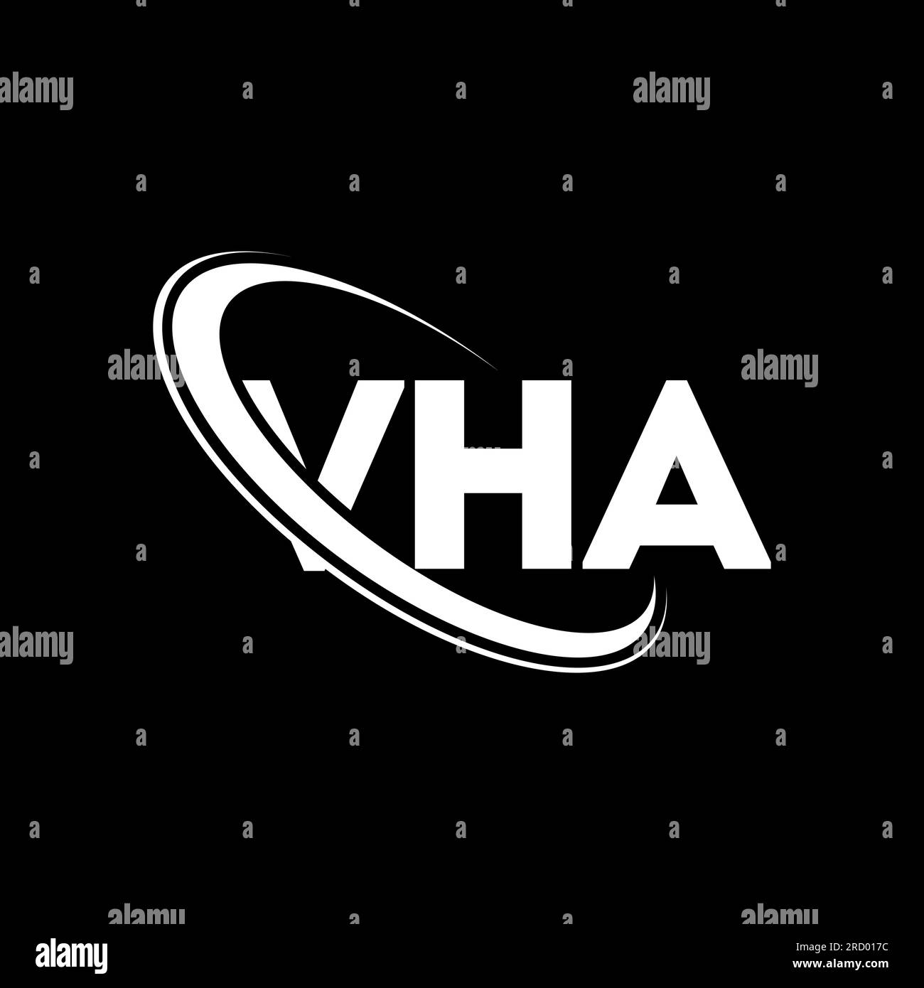 Logo VHA. Lettre de la VHA. Logo de lettre VHA. Initiales logo VHA lié à un cercle et logo monogramme majuscule. Typographie VHA pour la technologie, les entreprises Illustration de Vecteur