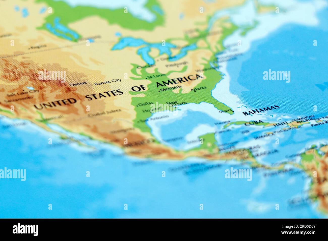 carte du monde de l'amérique du sud et du nord, avec séparation du canal de panama, des états-unis et du mexique en évidence Banque D'Images