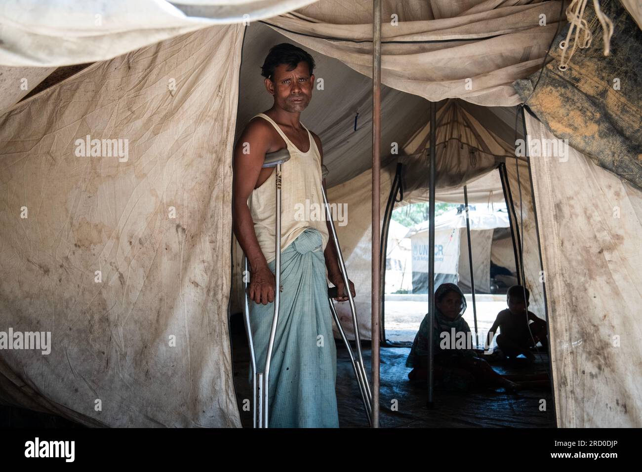 Réfugiés Rohingyas au centre de transit de Kutupalong le 16 avril 2018 à Cox's Bazar, Bangladesh. Banque D'Images