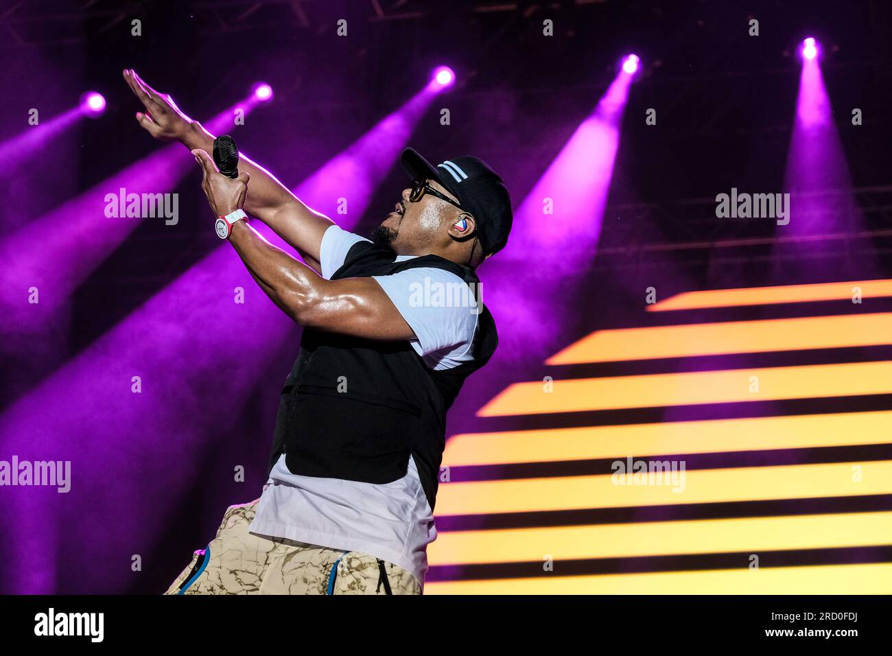 Turin, Italie. 13 juillet 2023. Le groupe de hip hop AMÉRICAIN Black Eyed Peas joue sur scène au Stupinigi Sonic Park 2023 à Turin, en Italie, le 13 juillet 2023. (Photo Bruno Brizzi/Pacific Press/Sipa USA) crédit : SIPA USA/Alamy Live News Banque D'Images